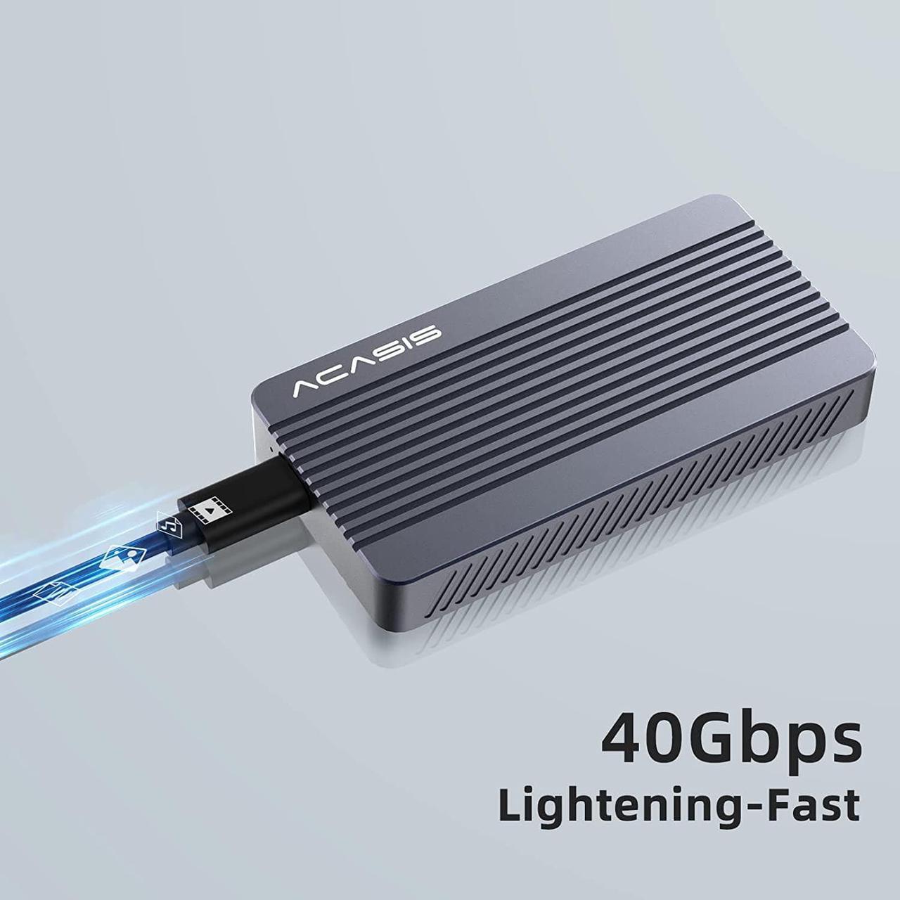 Alt view image 2 of 7 - FREEGENE ACASIS 40Gbps M.2 NVMe SSD Enclosure, Upgraded Sturdy 8TB USB-C Aluminum External Hard Drive Enclosure with Thunderbolt 4 Cable 1.64ft/50cm