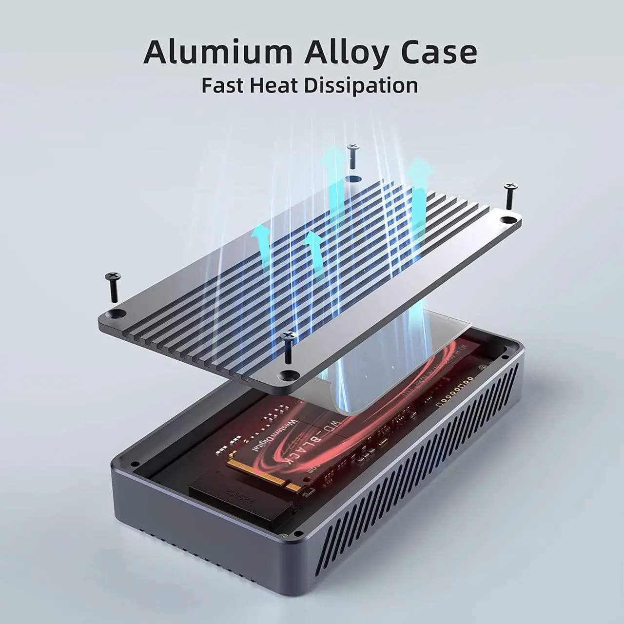 Alt view image 4 of 7 - ACASIS 40Gbps M.2 NVMe SSD Enclosure, Upgraded Sturdy 8TB USB-C Aluminum External Hard Drive Enclosure, for M1 Pro/Max Mac, Support 2280 B+M M-Key PCIe, Compatible with USB4/3.2/3.1/3.0/2.0