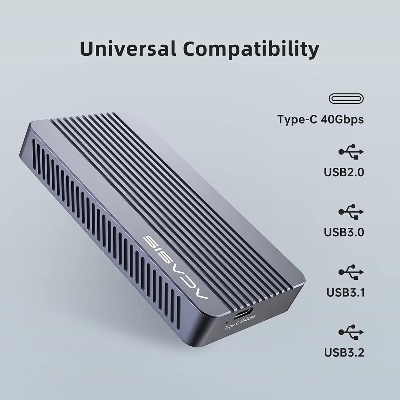 Alt view image 4 of 7 - FREEGENE ACASIS 40Gbps M.2 NVMe SSD Enclosure, Upgraded Sturdy 8TB USB-C Aluminum External Hard Drive Enclosure with Thunderbolt 4 Cable 1.64ft/50cm