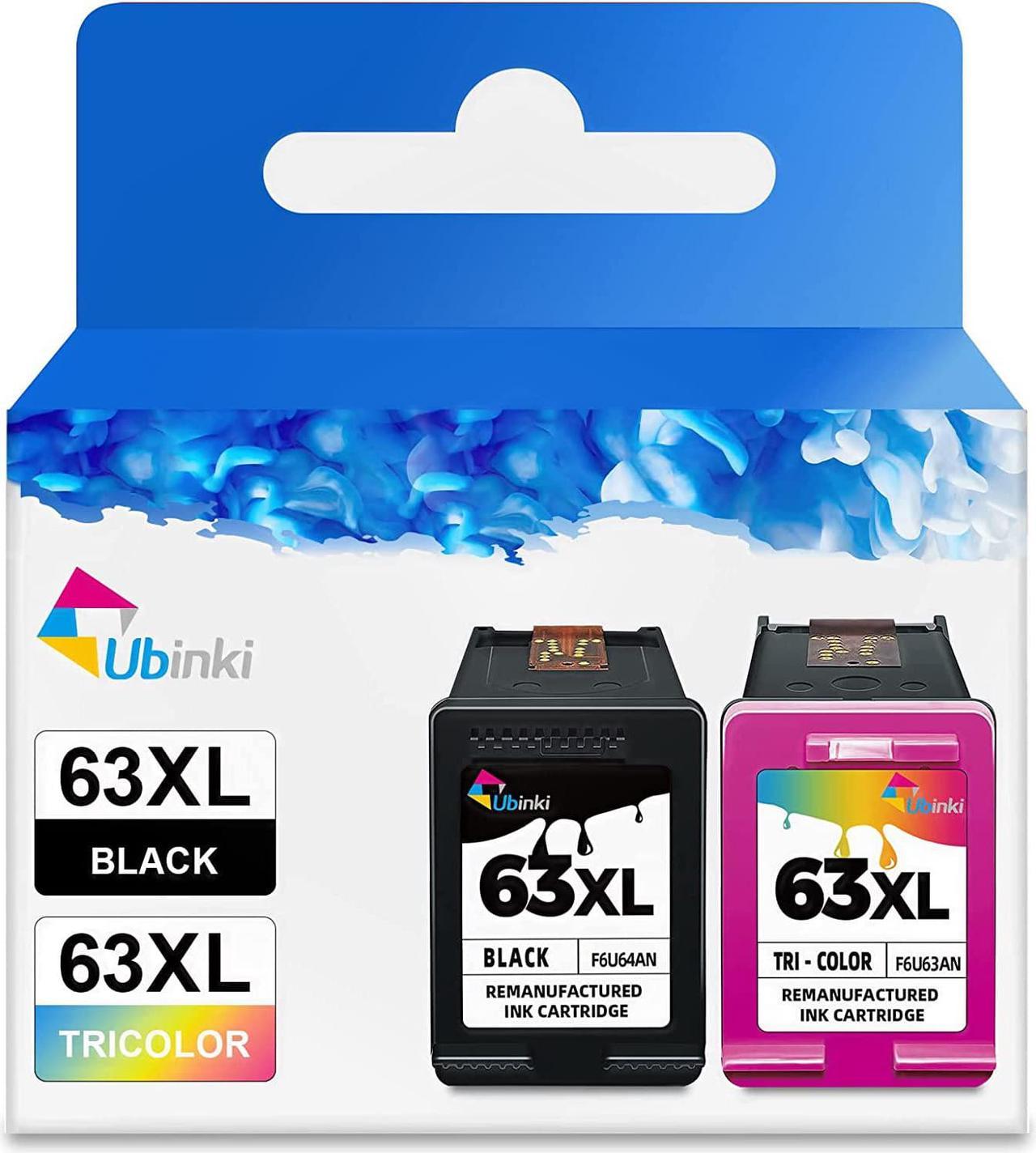 Ubinki 63XL Ink Cartridge Black Color Combo Pack Replacement  63 HP63XL 63xl HP63xl Ink for OfficeJet 3830 4650 4655 5200 5255 5258 Envy 4520 4512 4516 DeskJet 1112 1110 3630 3632 3634 Printer