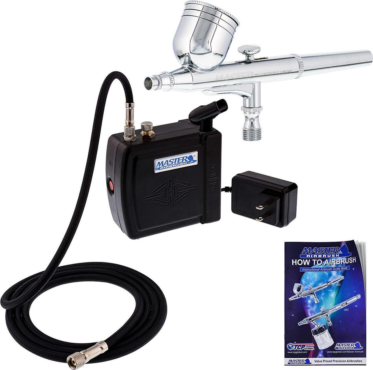Main image of Airbrush Multi-Purpose Airbrushing System Kit with Portable Mini Air Compressor - Gravity Feed Dual-Action Airbrush, Hose, How-To-Airbrush Guide Booklet - Hobby, Craft, Cake Decorating, Tattoo