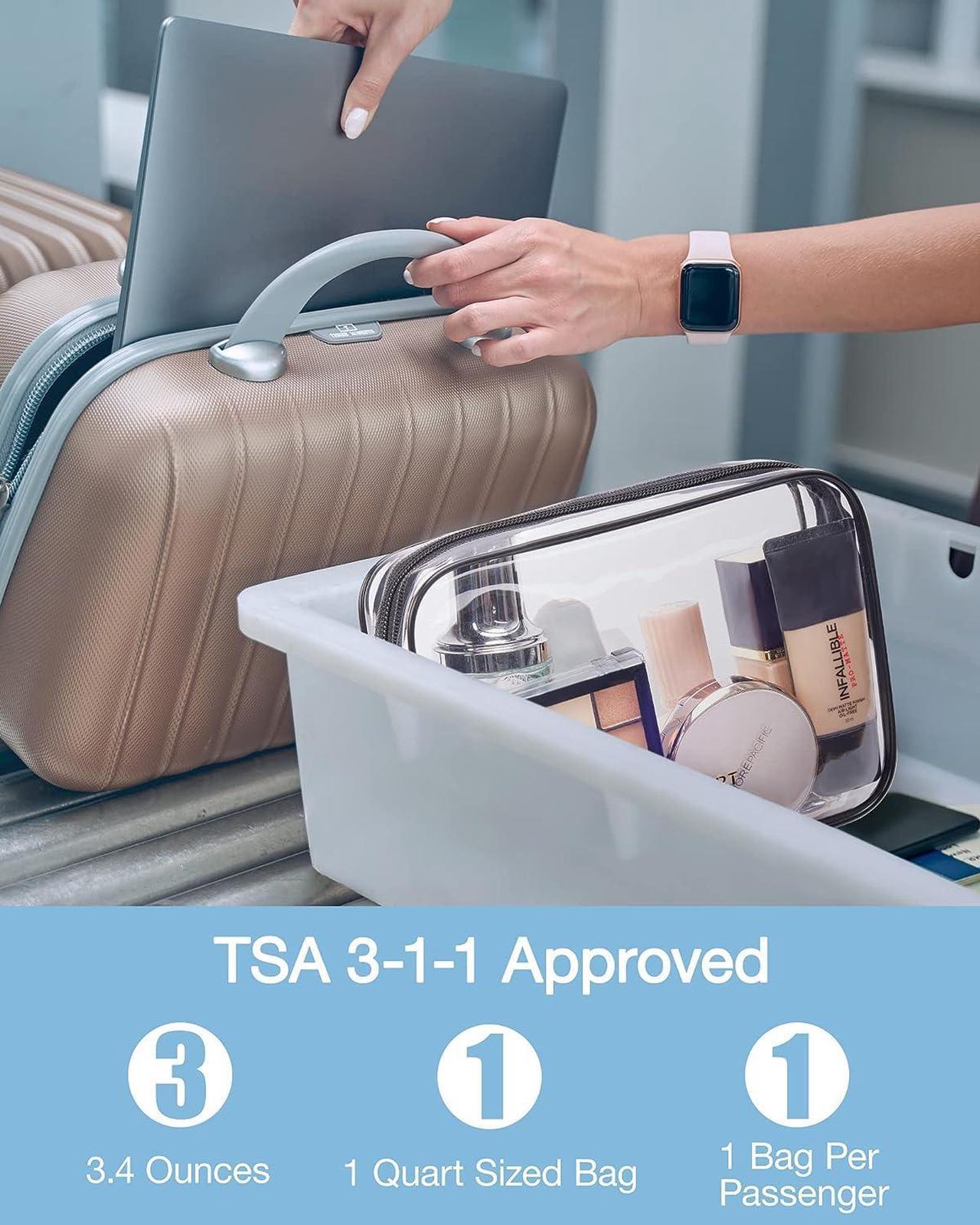 Alt view image 2 of 6 - Clear Toiletry Bag 3-Pack TSA Approved Travel Toiletry Bag Carry On Travel Accessories Bag Airport Airline Quart Size Bags water-resistant Makeup Bag for Women