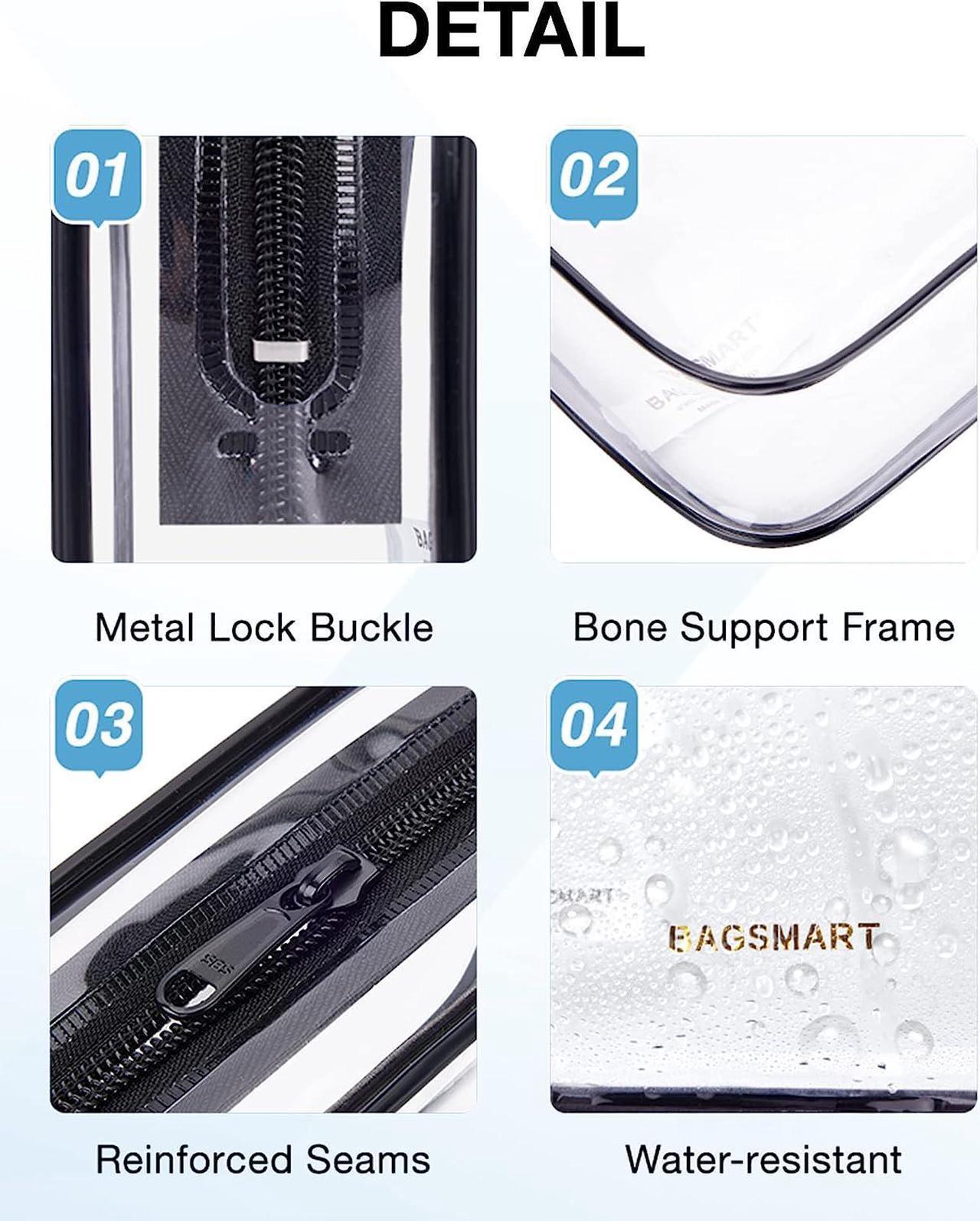 Alt view image 4 of 6 - Clear Toiletry Bag 3-Pack TSA Approved Travel Toiletry Bag Carry On Travel Accessories Bag Airport Airline Quart Size Bags water-resistant Makeup Bag for Women