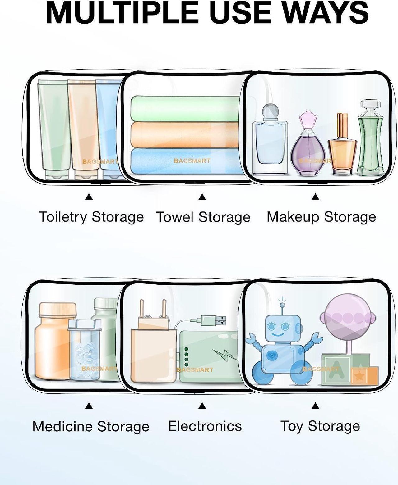 Alt view image 5 of 6 - Clear Toiletry Bag 3-Pack TSA Approved Travel Toiletry Bag Carry On Travel Accessories Bag Airport Airline Quart Size Bags water-resistant Makeup Bag for Women
