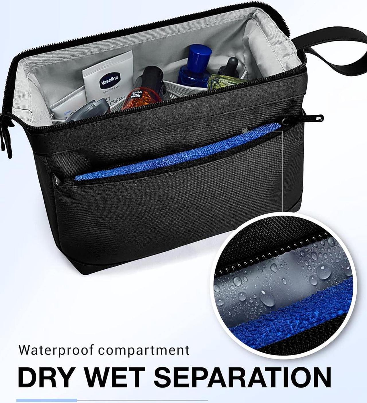 Alt view image 2 of 6 - Toiletry Bag for Men Wide Opening Travel Toiletry Bag for Men Dopp Kit Water Resistant Shaving Hygiene Bag for Bathroom Shower Travel Size Toiletries Travel Essentials Black