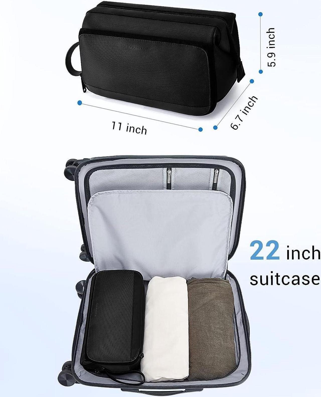 Alt view image 5 of 6 - Toiletry Bag for Men Wide Opening Travel Toiletry Bag for Men Dopp Kit Water Resistant Shaving Hygiene Bag for Bathroom Shower Travel Size Toiletries Travel Essentials Black