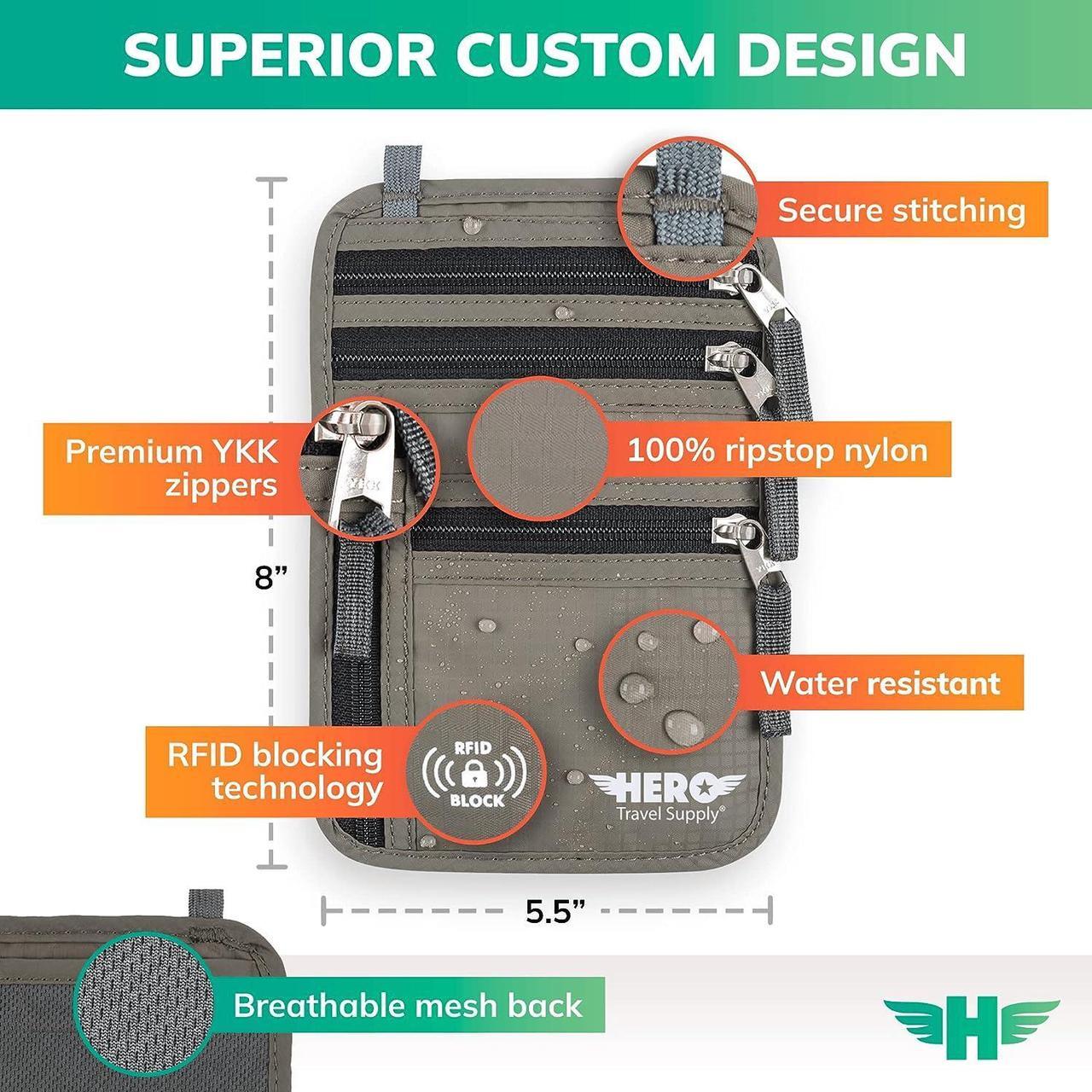 Alt view image 3 of 6 - HERO Neck Wallet C RFID Blocking Passport Holder C Easy to Conceal Travel?Pouch