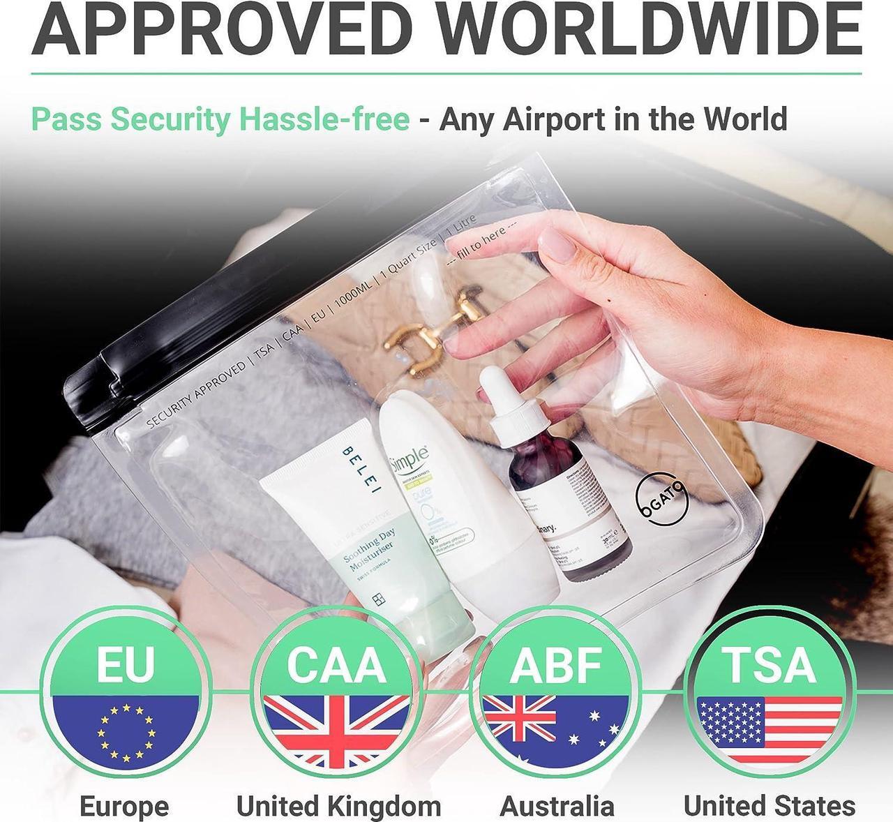 Alt view image 2 of 6 - 3pcs - Clear TSA Approved Toiletry Bag - Our Quart Size Clear Toiletry Bags are Security Approved Worldwide for Liquids & Cosmetics - 100% 3-1-1 Compliant Clear Travel Bags for Toiletries