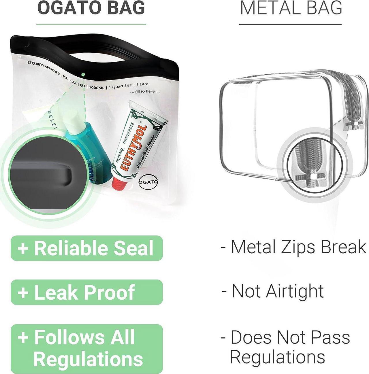 Alt view image 6 of 6 - 3pcs - Clear TSA Approved Toiletry Bag - Our Quart Size Clear Toiletry Bags are Security Approved Worldwide for Liquids & Cosmetics - 100% 3-1-1 Compliant Clear Travel Bags for Toiletries