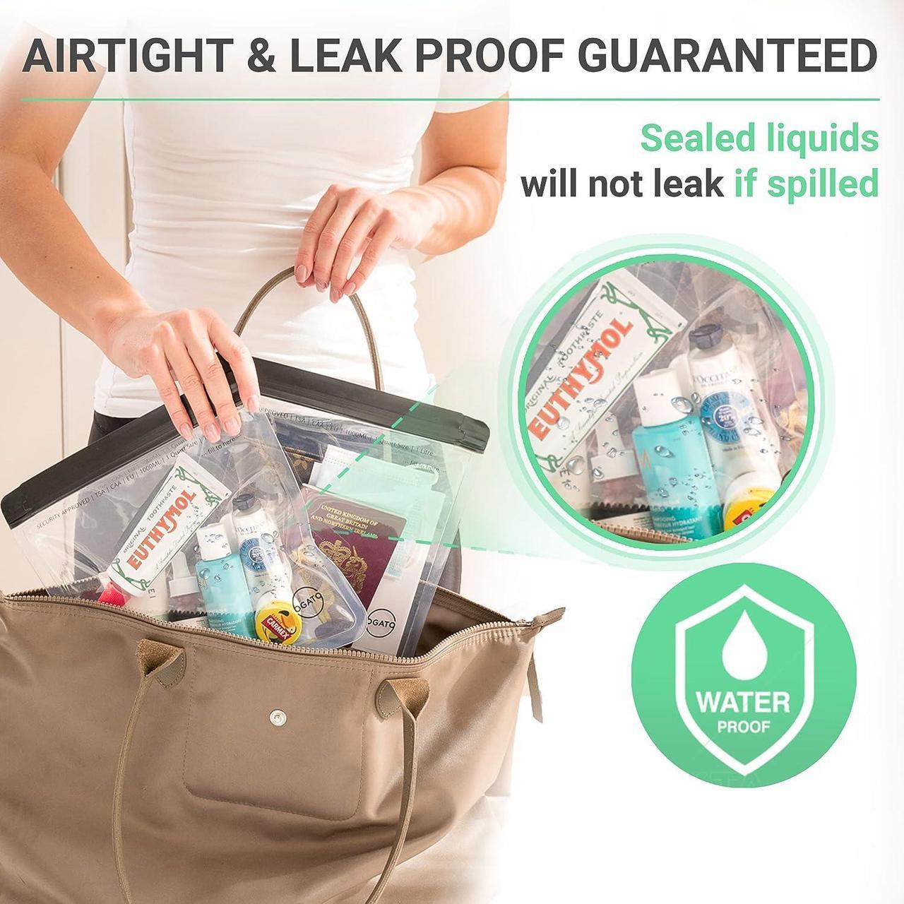 Alt view image 5 of 6 - 3pcs - Clear TSA Approved Toiletry Bag - Our Quart Size Clear Toiletry Bags are Security Approved Worldwide for Liquids & Cosmetics - 100% 3-1-1 Compliant Clear Travel Bags for Toiletries