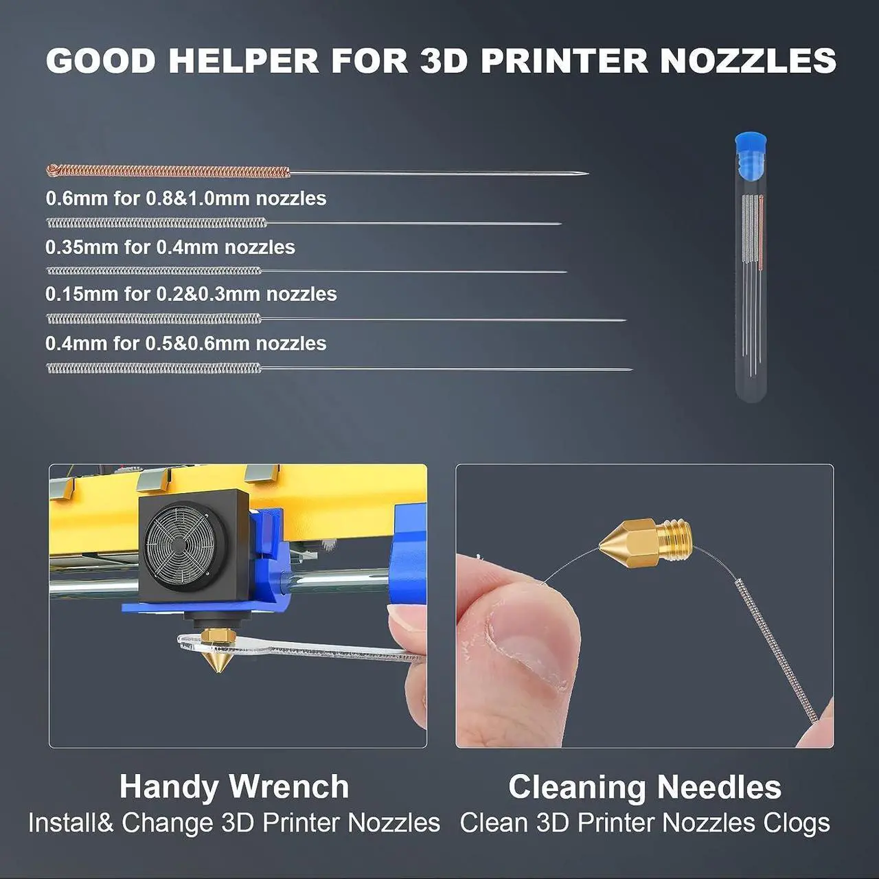 Alt view image 5 of 7 - 30PCS 3D Printer Nozzles, High Temperature&Wear Resistance, Better Thermal Conductivity Brass 3D Printer Nozzle 0.2mm, 0.3mm, 0.4mm, 0.5mm, 0.6mm, 0.8mm, 1.0mm for MK8, Ender 3, Creality CR10