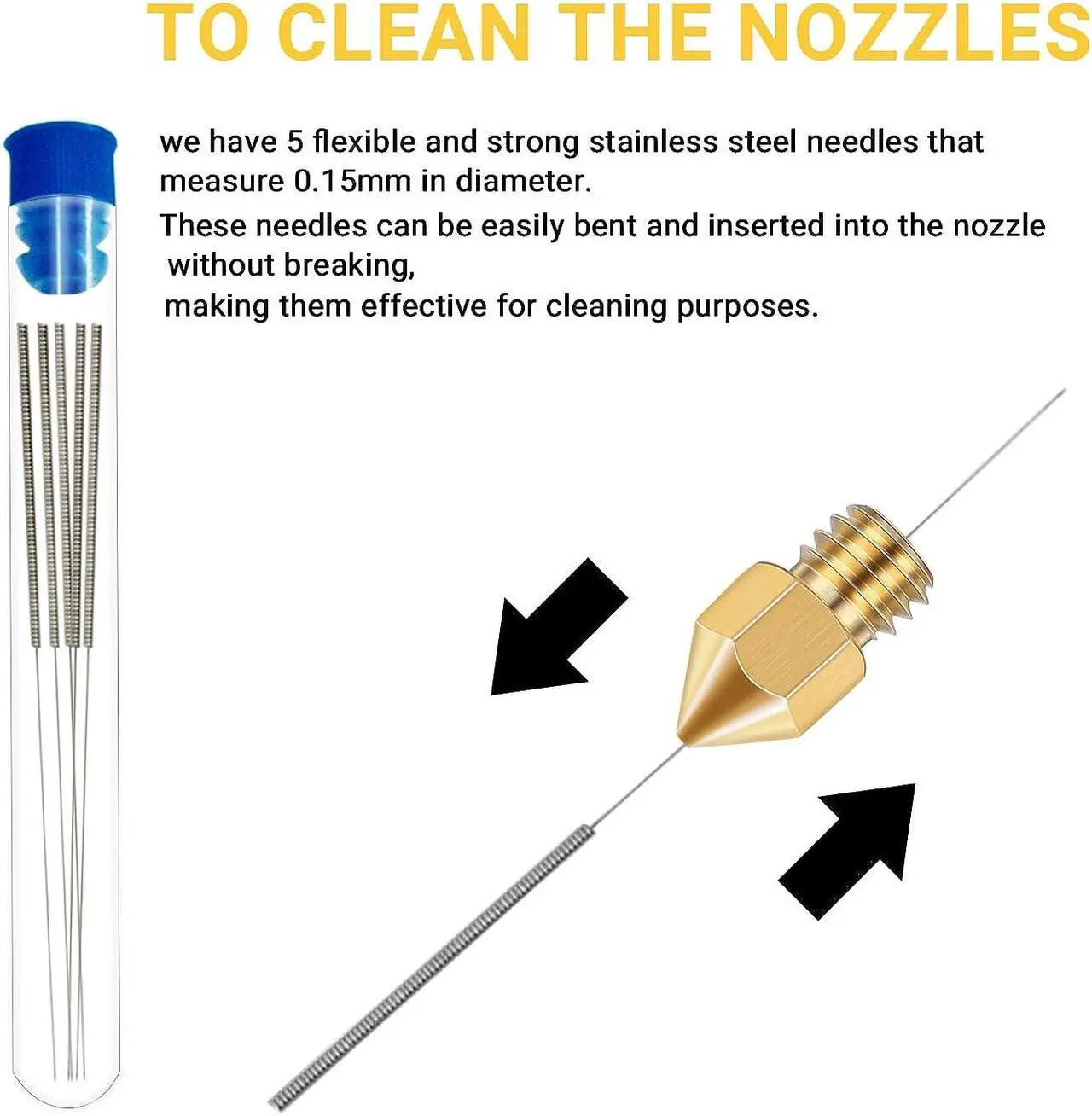 Alt view image 5 of 7 - 50 Pcs 3D Printer Nozzles - Hardened Steel Stainless Steel Brass Printer Extruder Nozzles Set for CR-10, Ender 3 - High Temperature Pointed Wear Resistant Mk8 Nozzles - 3D Printer Nozzle Cleaning Kit