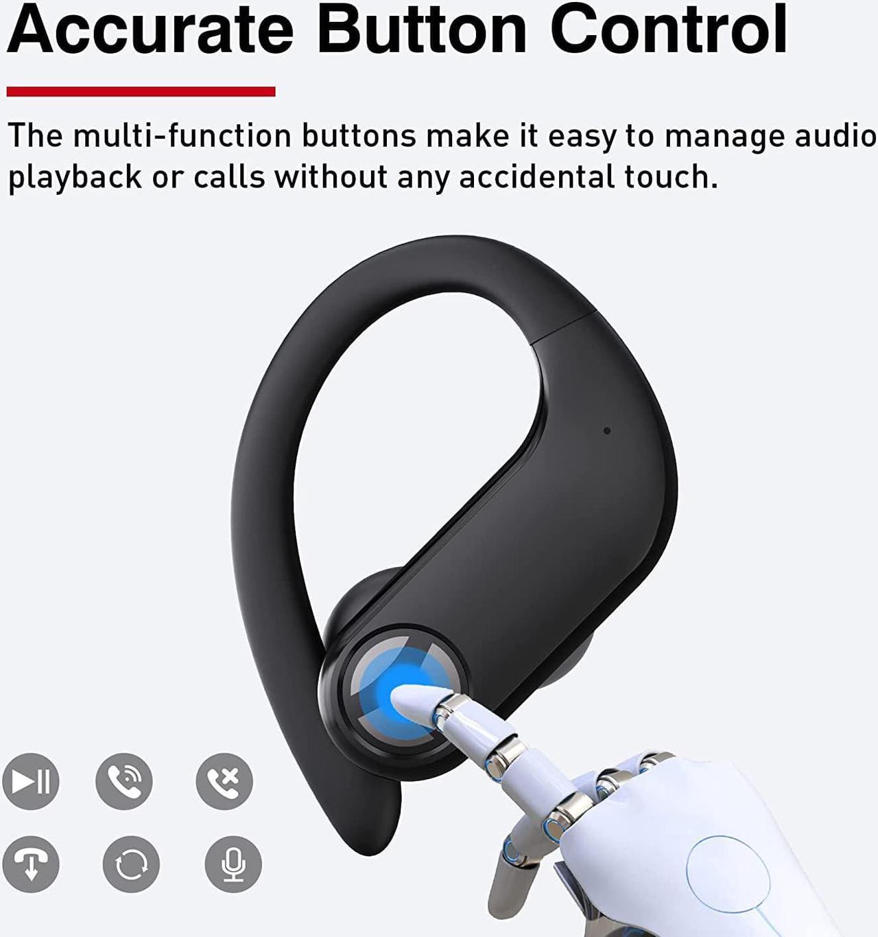 Alt view image 4 of 6 - TRANYA X1 Wireless Earbuds Bluetooth Headphones 66Hrs Playtime with Wireless Charging Case & LED Display, Over-Ear Waterproof Earphones with Earhook, Headset with 4-Mic for Sports Workout Black