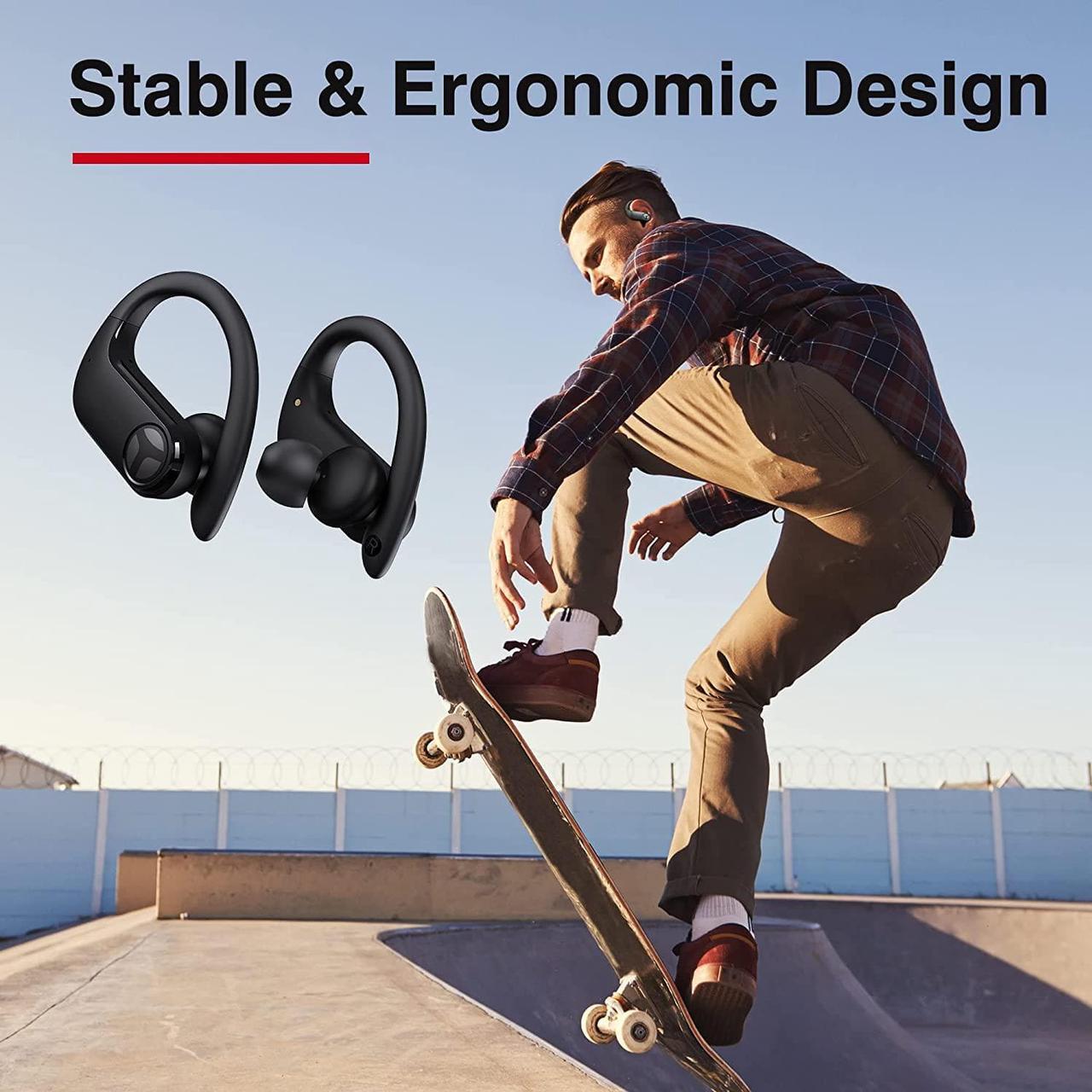 Alt view image 5 of 6 - TRANYA X1 Wireless Earbuds Bluetooth Headphones 66Hrs Playtime with Wireless Charging Case & LED Display, Over-Ear Waterproof Earphones with Earhook, Headset with 4-Mic for Sports Workout Black