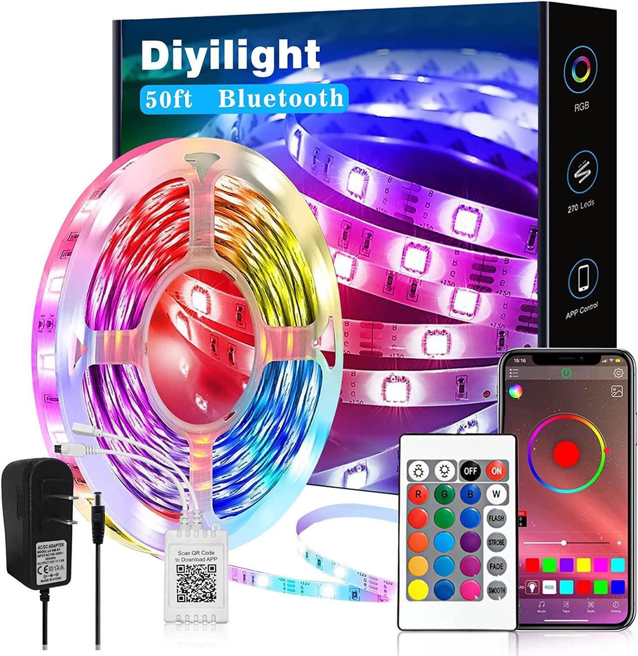 Main image of Led Strip Lights 50 ft Smart Light Strips with App Control Remote 5050 RGB Led Lights for Bedroom Music Sync Color Changing Lights for Room Party
