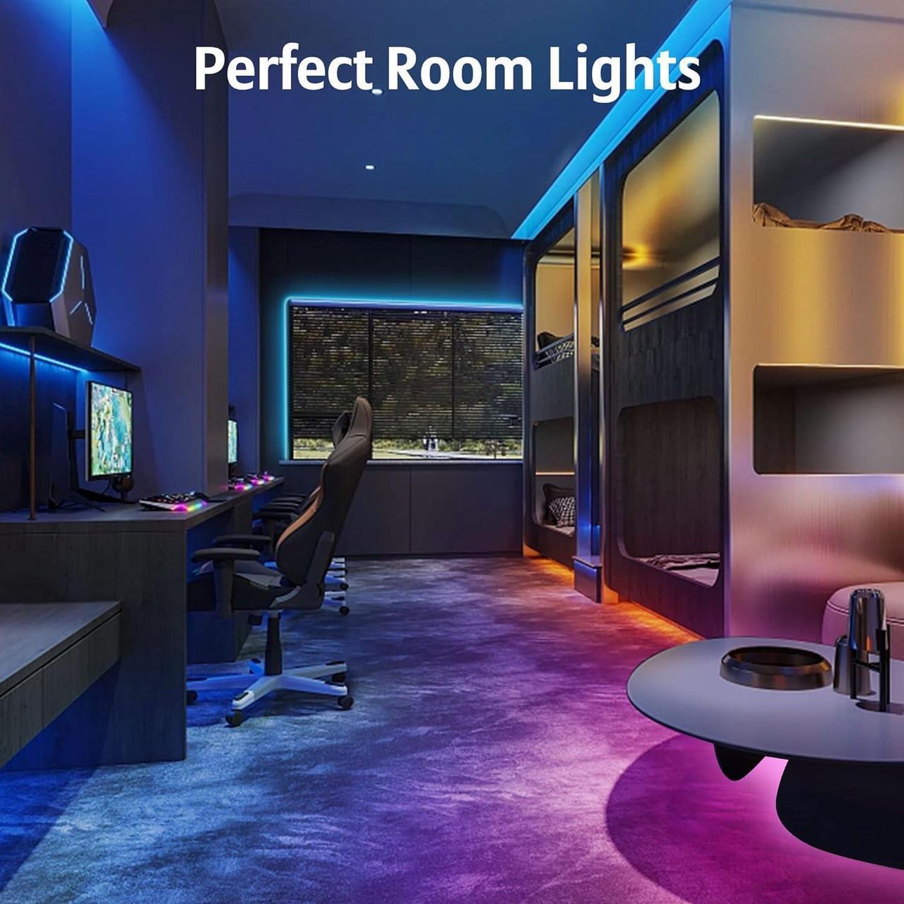 Alt view image 5 of 7 - 65.6ft LED Lights for Bedroom Music Sync RGB LED Strip Lights with APP & Remote Control Luces LED para Cuarto Bluetooth LED Lights for Room Home Decoration