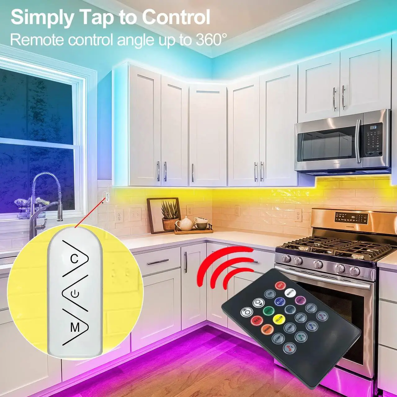 Alt view image 2 of 7 - 16ft/5M Led Strip Lights Controller and Bluetooth APP Controlled Rope Lighting for Bedroom Home Decoration Music Sync Color Changing RGB LED Lights with Remote Indoor