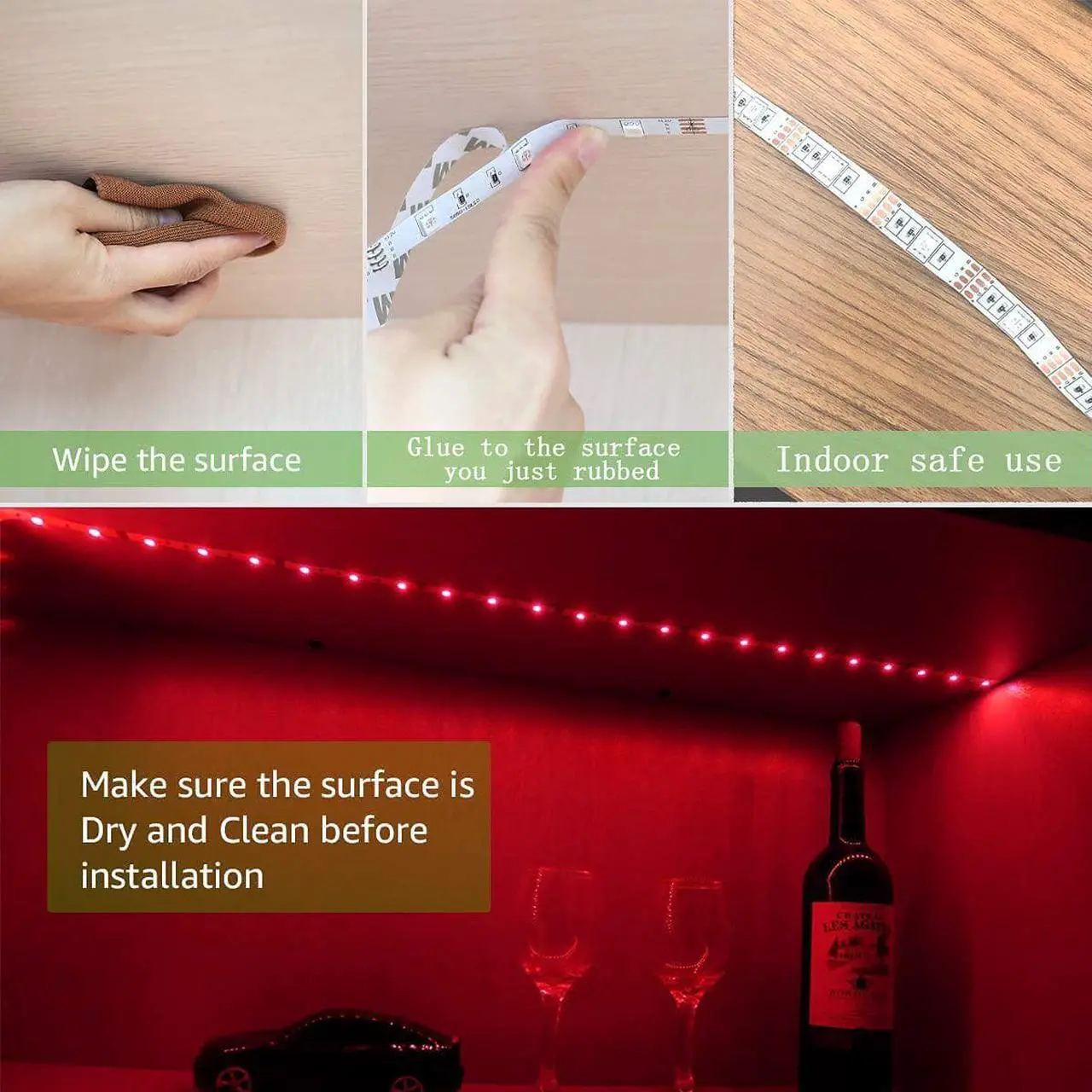 Alt view image 4 of 7 - LED Strip with 24 Keys Remote Control 2m Battery Powered Strip Lights for Party and DIY Decoration 2 Pack