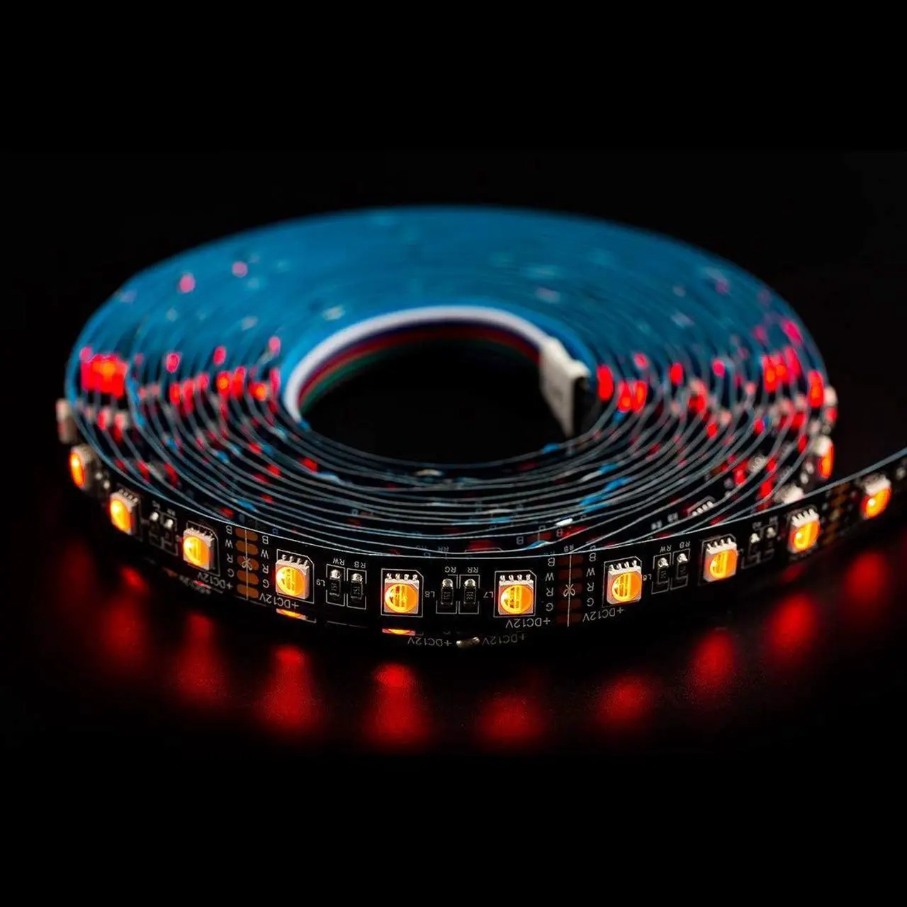Alt view image 2 of 7 - 5050 RGBW RGB+Warm White(2700K-3000K) 4 Colors in 1 LED Tape Light DC12V 5m 16.4ft 60LED/m Multi-Colored IP30 Black 12mm PCB for Bedroom Kitchen Home Decoration(No Adapter or Controller)