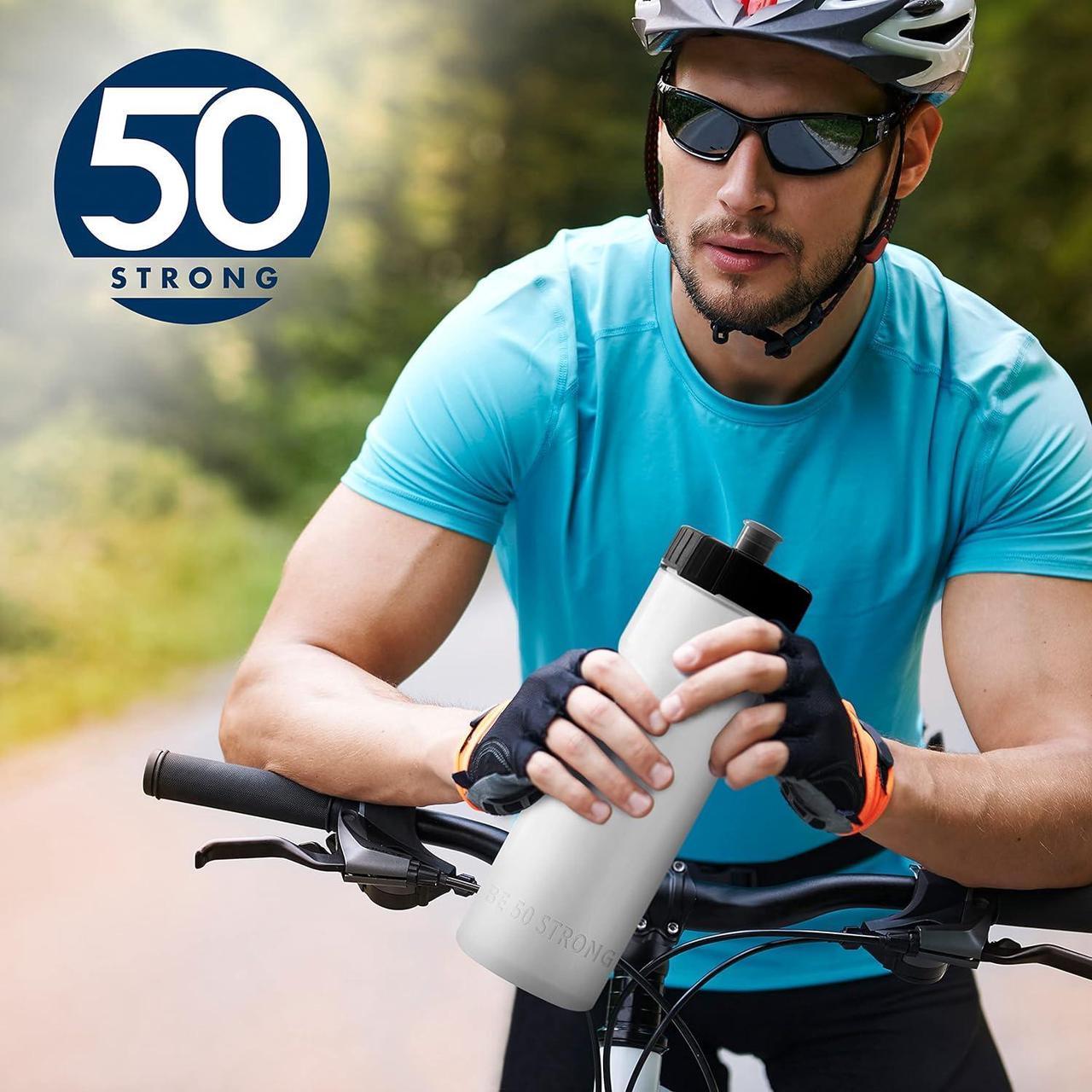 Alt view image 6 of 6 - 50 Strong Bulk Water Bottles | 24 Pack Sports Bottle | 22 oz. BPA-Free Easy Open with Pull Top Cap | Made in USA | Reusable Plastic Water Bottles for Adults & Kids | Top Rack Dishwasher Safe