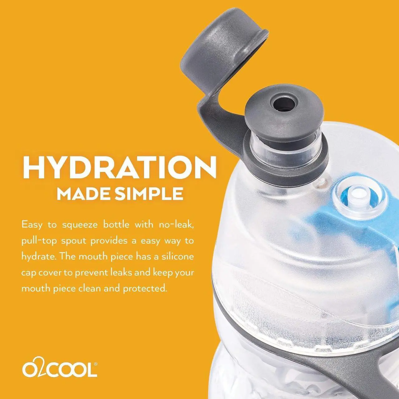 Alt view image 5 of 7 - O2COOL Mist 'N Sip Misting Water Bottle 2-in-1 Function With No Leak Pull Top Spout Sports Reusable Water Bottle - 20 oz (2 Pack Baseball)