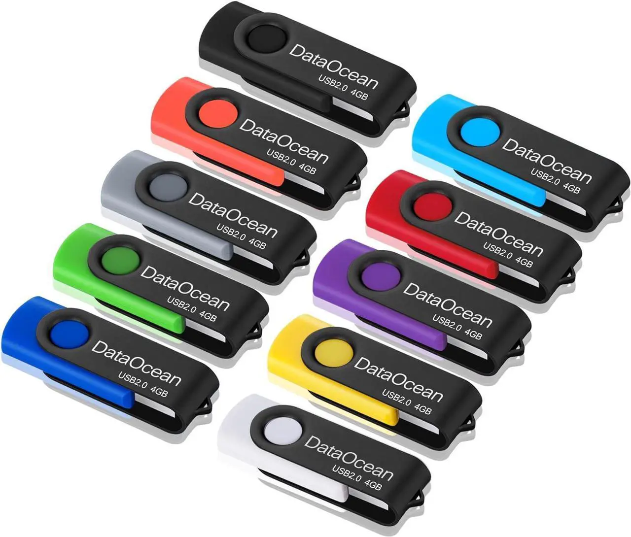 Main image of 10 Pack 4GB USB 2.0 Flash Drive Memory Stick Thumb Drives (4GB X 10 Mixed Colors)