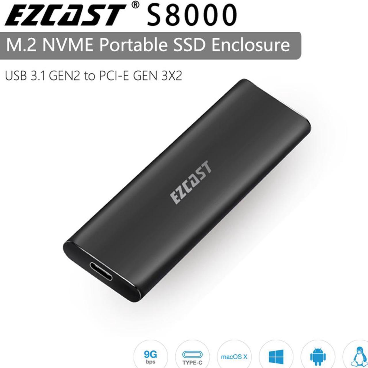 EZCAST NVME M.2 case M.2 to USB Type C 3.1 SSD Adapter for NVME SATA M KEY M/B Key Pcie Nvme m.2 ssd Enclosure