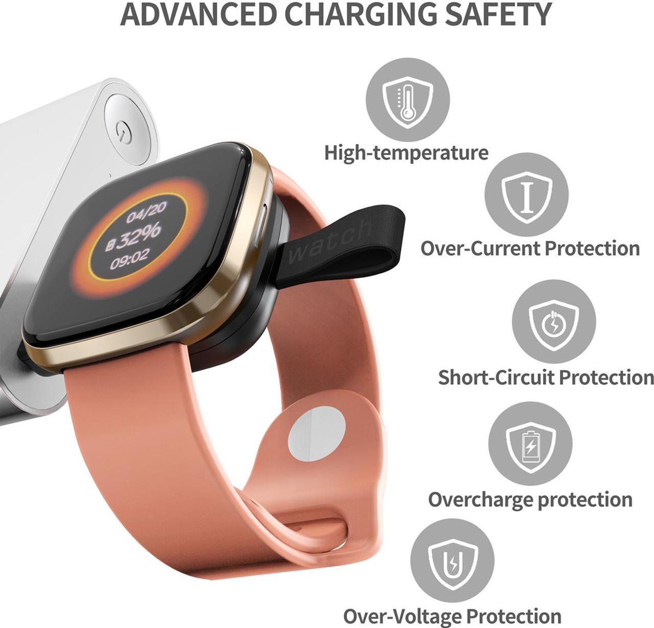 Alt view image 5 of 7 - USB Charger for Fitbit Versa 3/Ftbit Sense Black Color Light Weight Travel Cordless Smartwatch Charger