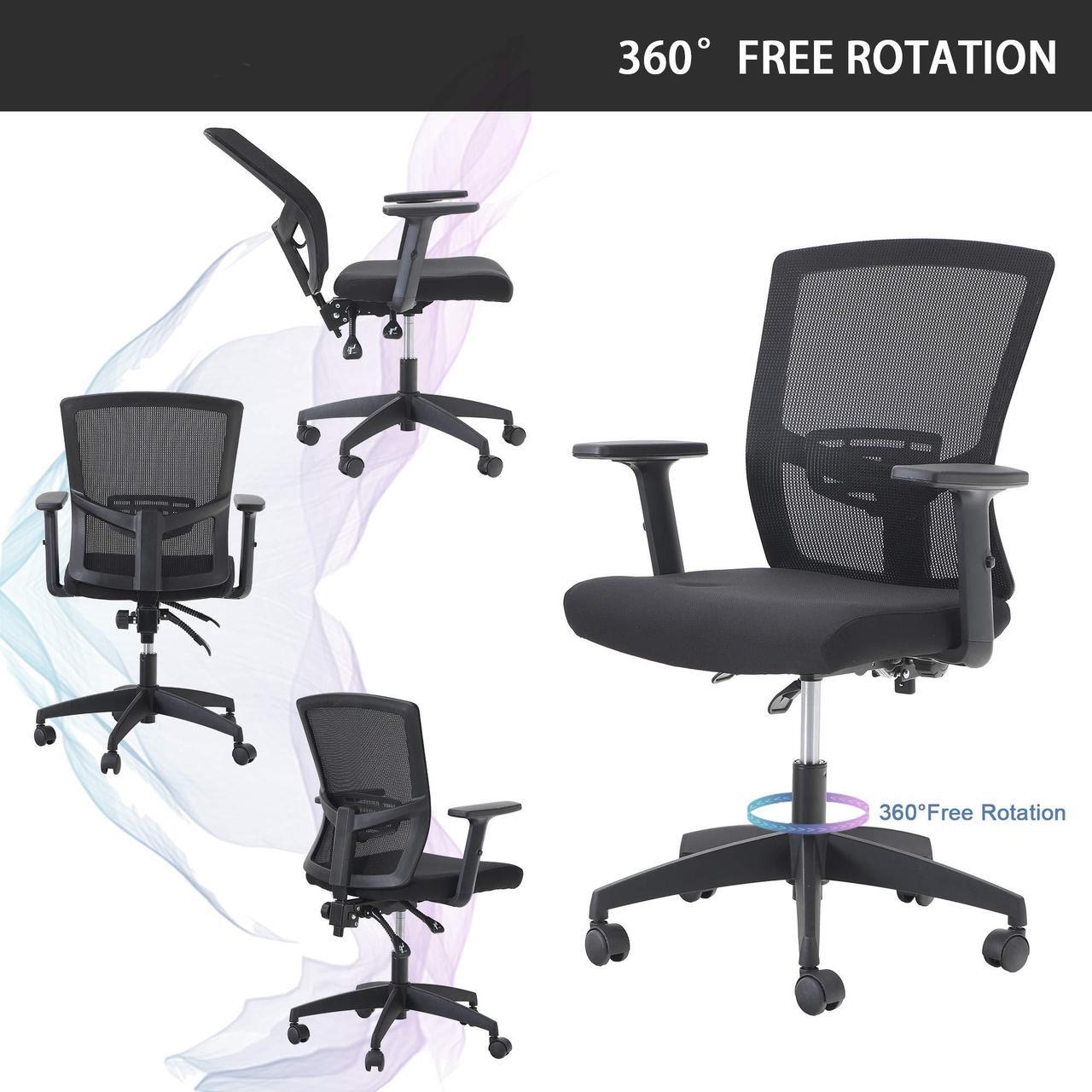 Alt view image 3 of 7 - Ergonomic Home Office Desk Chair High Back, Modern 360° Swivel Executive Computer Chair with Height Adjustable Armrests, Lumbar Support, Breathable Mesh Back, Black - 1 Pack, Load Capacity: 300 lbs