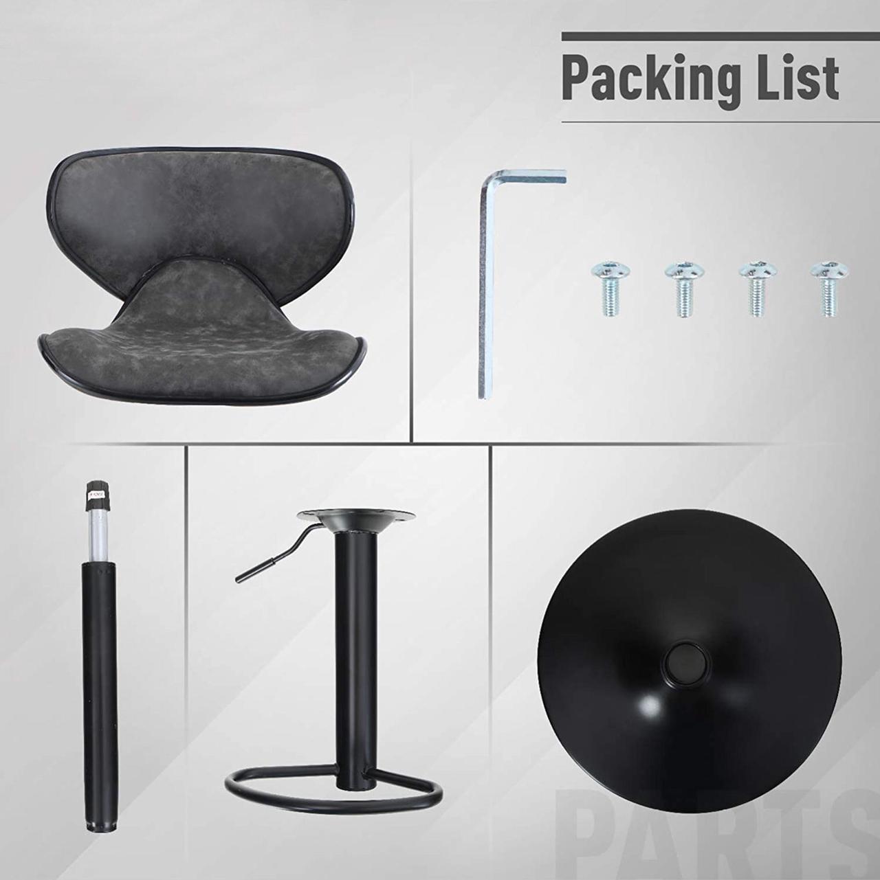 Alt view image 5 of 7 - Bar Stools Set of 2,Adjustable Counter Height Bar Stools with Footrest and Modern Back for Living Room,and Kitchen,PU Leather,350 lbs Capacity