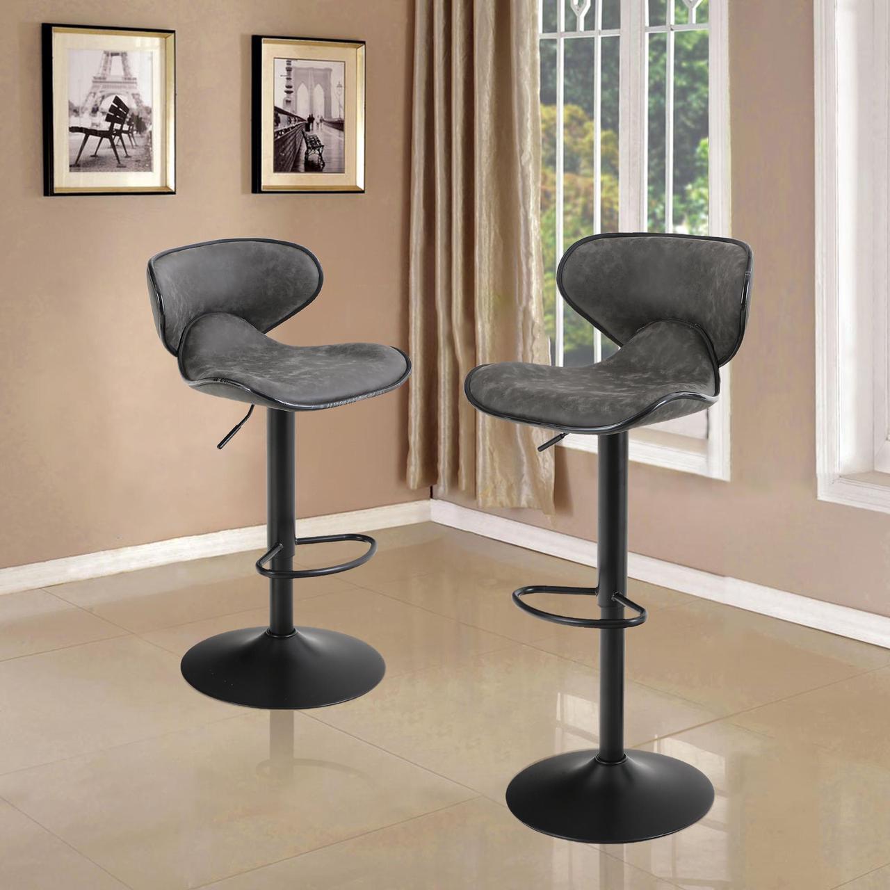 Main image of Bar Stools Set of 2,Adjustable Counter Height Bar Stools with Footrest and Modern Back for Living Room,and Kitchen,PU Leather,350 lbs Capacity