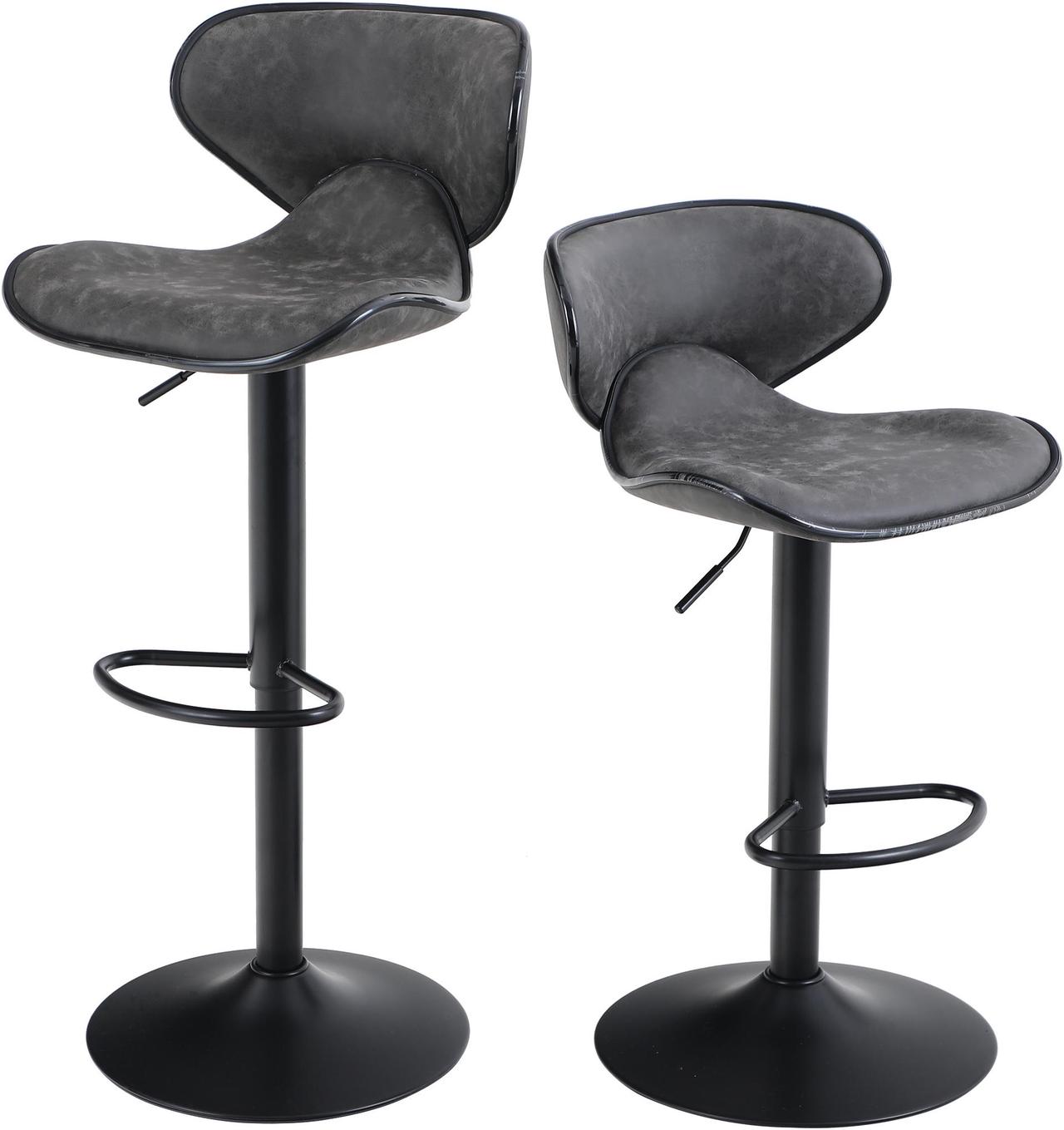 Alt view image 2 of 7 - Bar Stools Set of 2,Adjustable Counter Height Bar Stools with Footrest and Modern Back for Living Room,and Kitchen,PU Leather,350 lbs Capacity