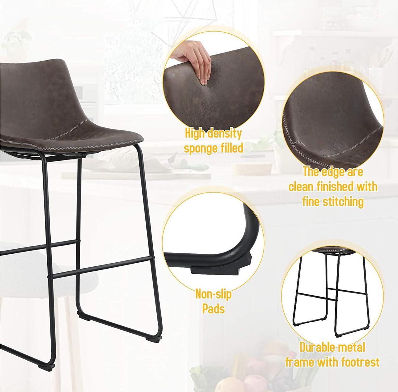 Alt view image 6 of 7 - Bar Stools Set of 2,30 Inches Counter Height Bar Stools with Back for Kitchen,Dining Room and Living Room,Modern Designed Bar Chair Furniture Decorate Every Room