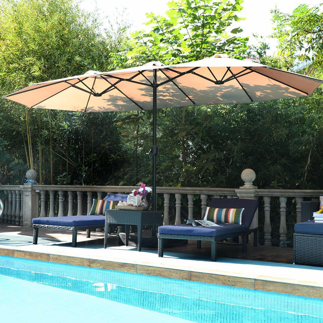 Main image of 15ft Patio Umbrella Double-Sided Outdoor Market Extra Large Umbrella with Crank, Umbrella Base Included