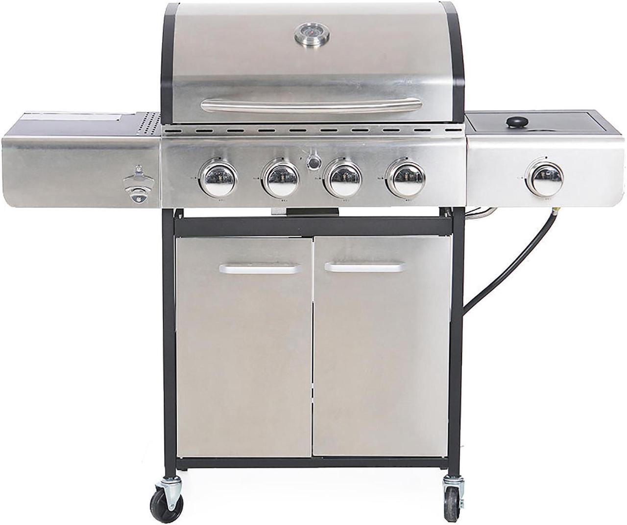 Main image of Captiva Design Gas Grills Larger 4-Burner Gas Grills Stainless Steel Cabinet Style Propane Grills with Side Burner
