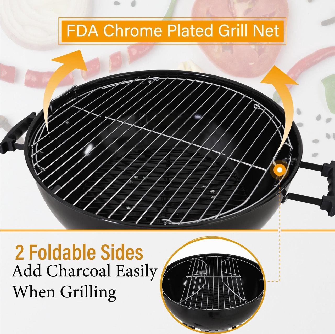 Alt view image 6 of 7 - Captiva Designs Kettle Enamel Charcoal Patio Grill with Built-in Thermometer Size 2