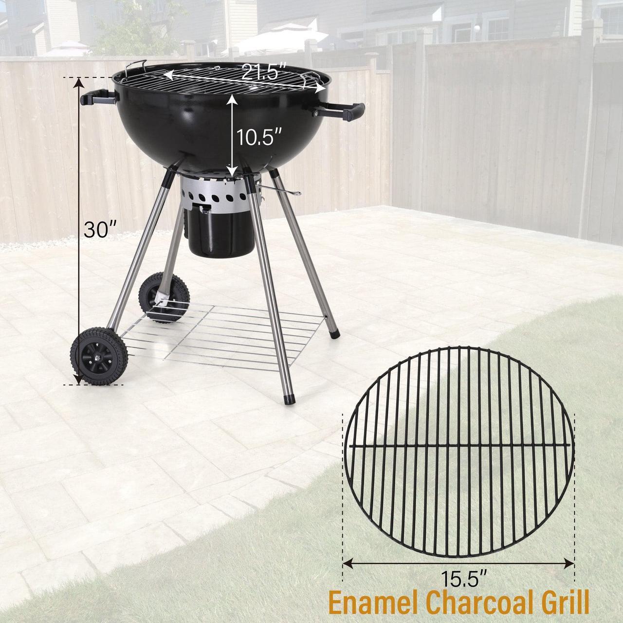 Alt view image 7 of 7 - Captiva Designs Kettle Enamel Charcoal Patio Grill with Built-in Thermometer Size 2