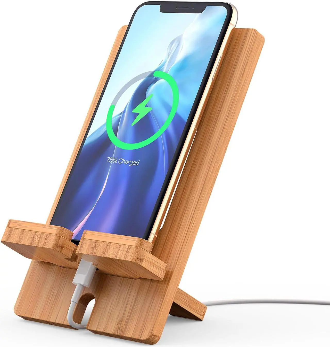 Main image of Pezin & Hulin Bamboo Charger Dock Stand Multi Device Charging Station Organizer Holder for Phone Ipad