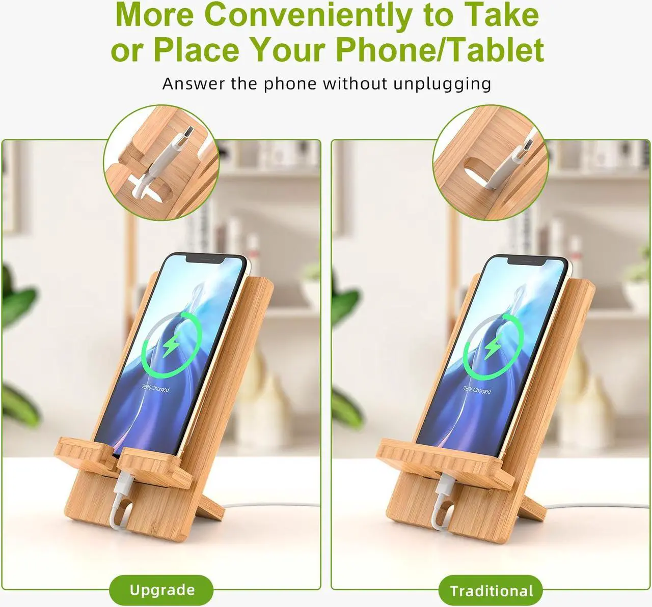 Alt view image 7 of 7 - Pezin & Hulin Bamboo Charger Dock Stand Multi Device Charging Station Organizer Holder for Phone Ipad