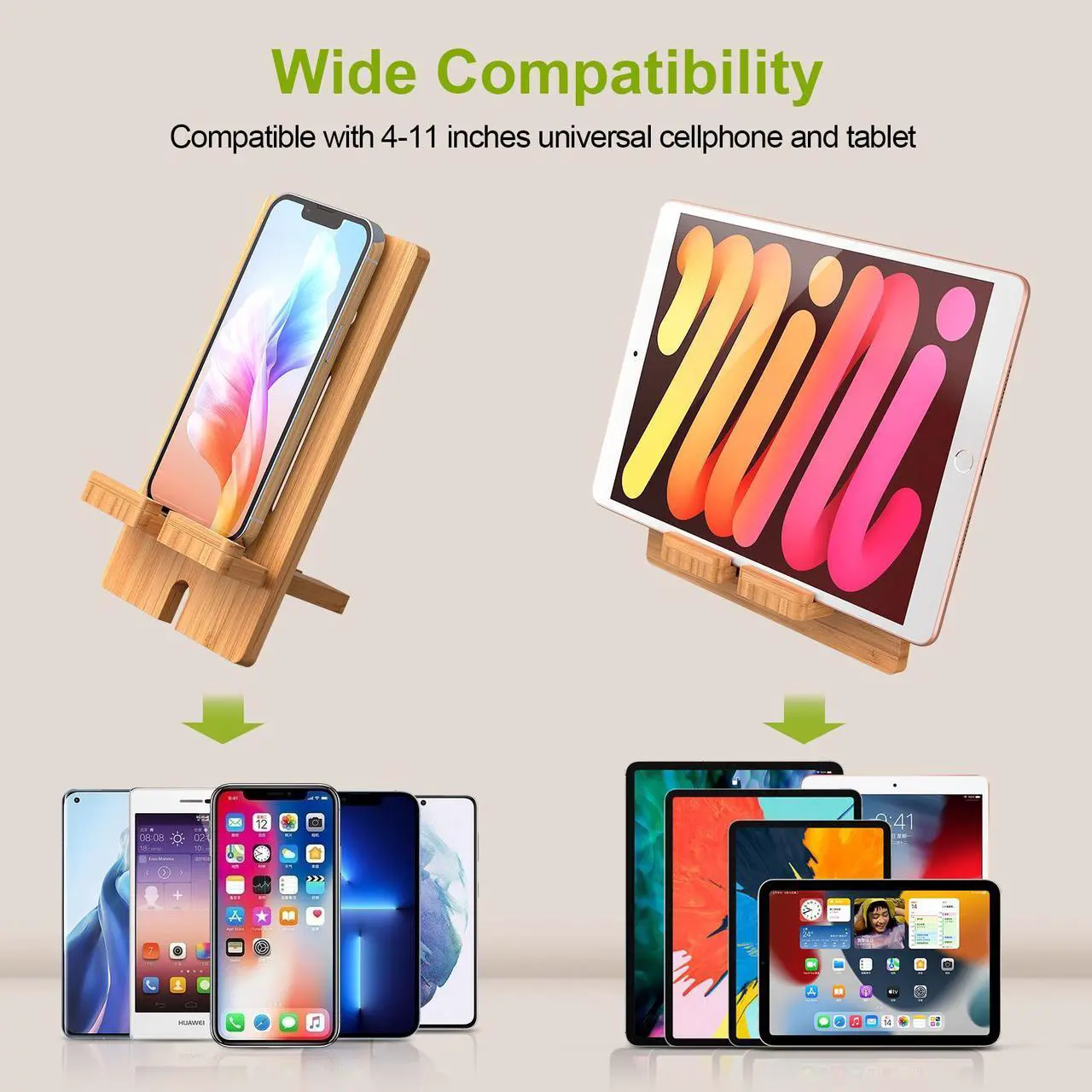 Alt view image 5 of 7 - Pezin & Hulin Bamboo Charger Dock Stand Multi Device Charging Station Organizer Holder for Phone Ipad