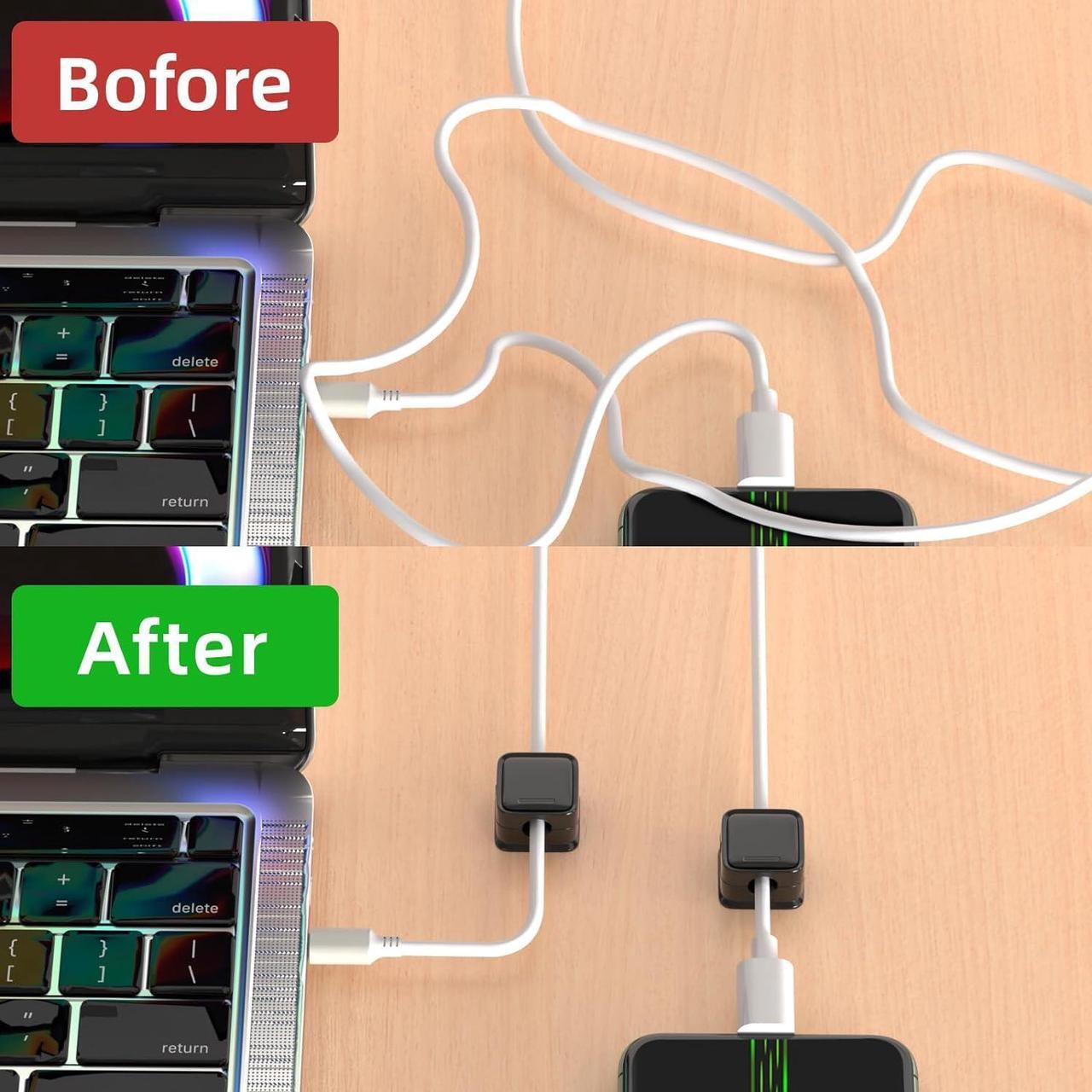 Alt view image 4 of 7 - Pezin & Hulin Magnetic Cable Clips, 6 Pack of Magnetic Cable Holder Cord Organizer Phone Charging Cable Clip Cable Management Cover for Home Office Car