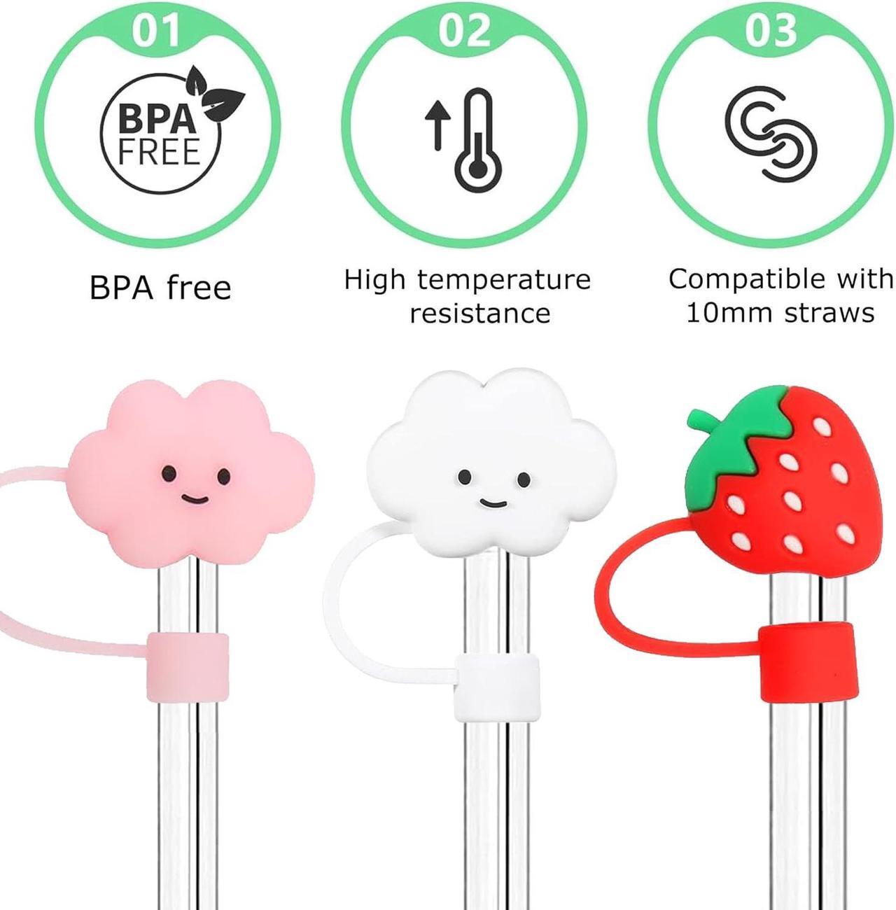 Alt view image 6 of 7 - Pezin & Hulin 10Pcs 10mm Straw Cover Cap, Reusable Silicone Straw Toppers Protector Cap for Stanley Tumbler Cup Travel Mug 30&40oz Accessories