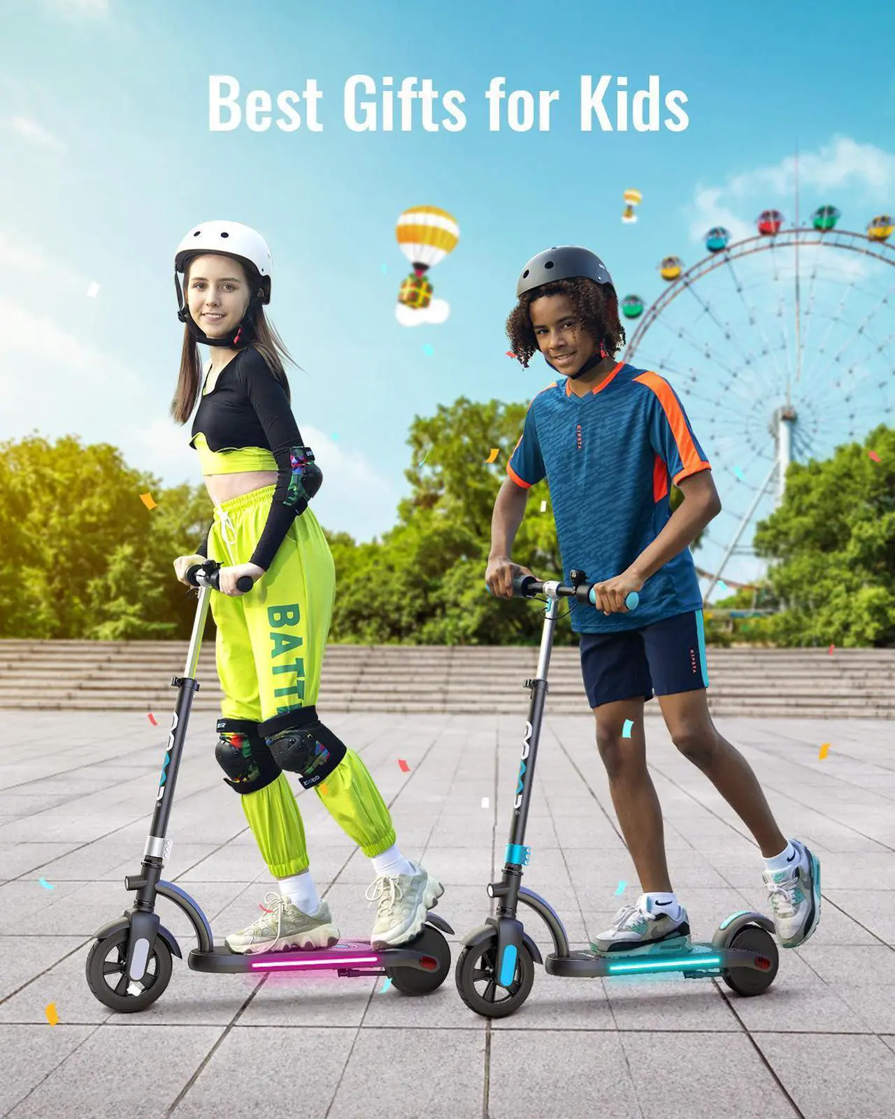 Alt view image 6 of 7 - Gyroor Kids Electric Scooter, with 200W Motor & LED Visible Display, Colorful Lights, Adjustable Speed and Height, 10 Mph & 10 Miles Range Electric Scooter, Electric Scooter for Kids Ages 8-12 Orange