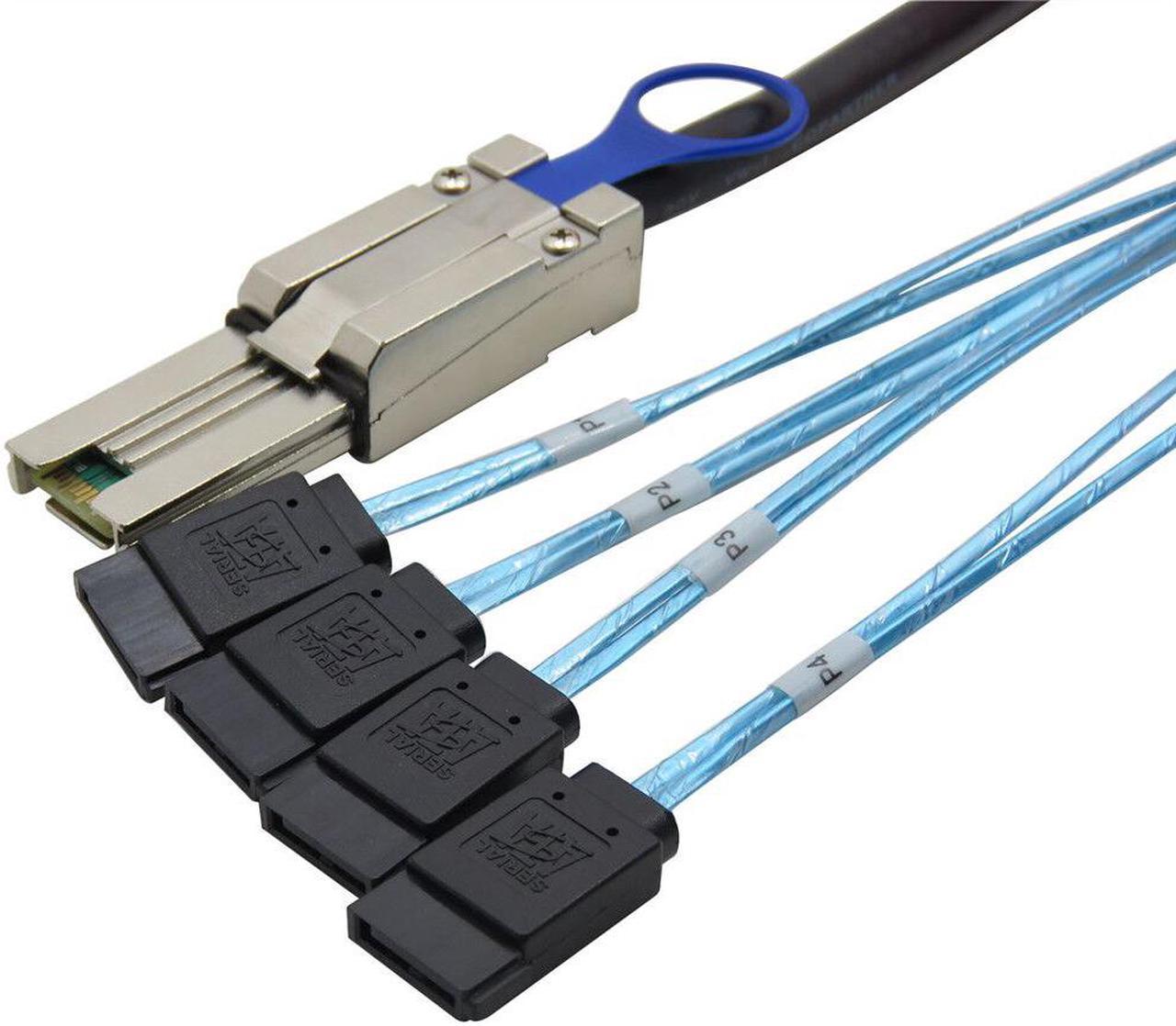 Weastlinks Mini Sas 26P SFF-8088 TO 4x SATA 7Pin Mini-SAS 26P TO 4SATA Cable with Latch 1m 2m