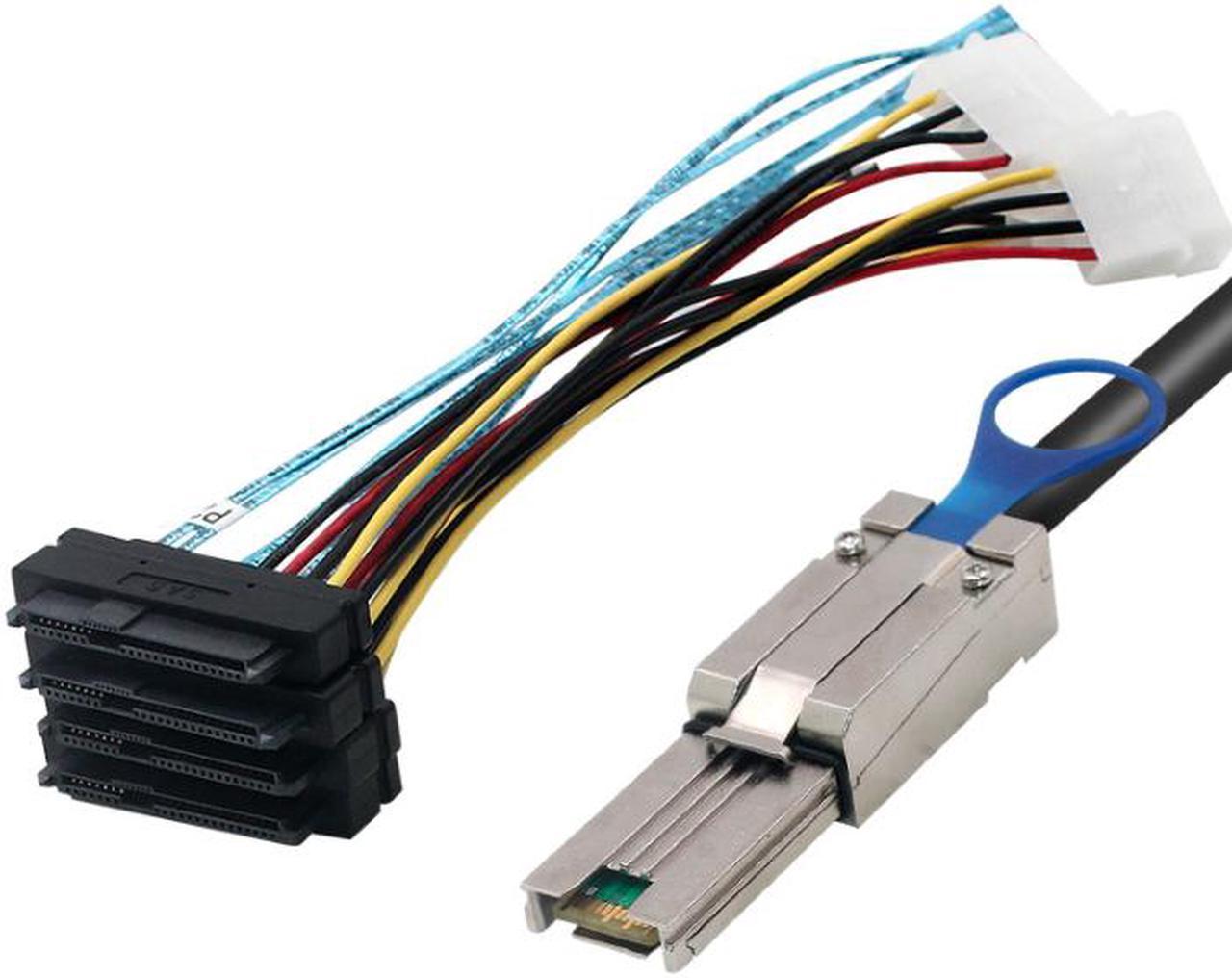 Weastlinks Mini SAS 4x Mini SAS26P SFF-8088 to 4 SFF 8482 SAS29P Power Cable