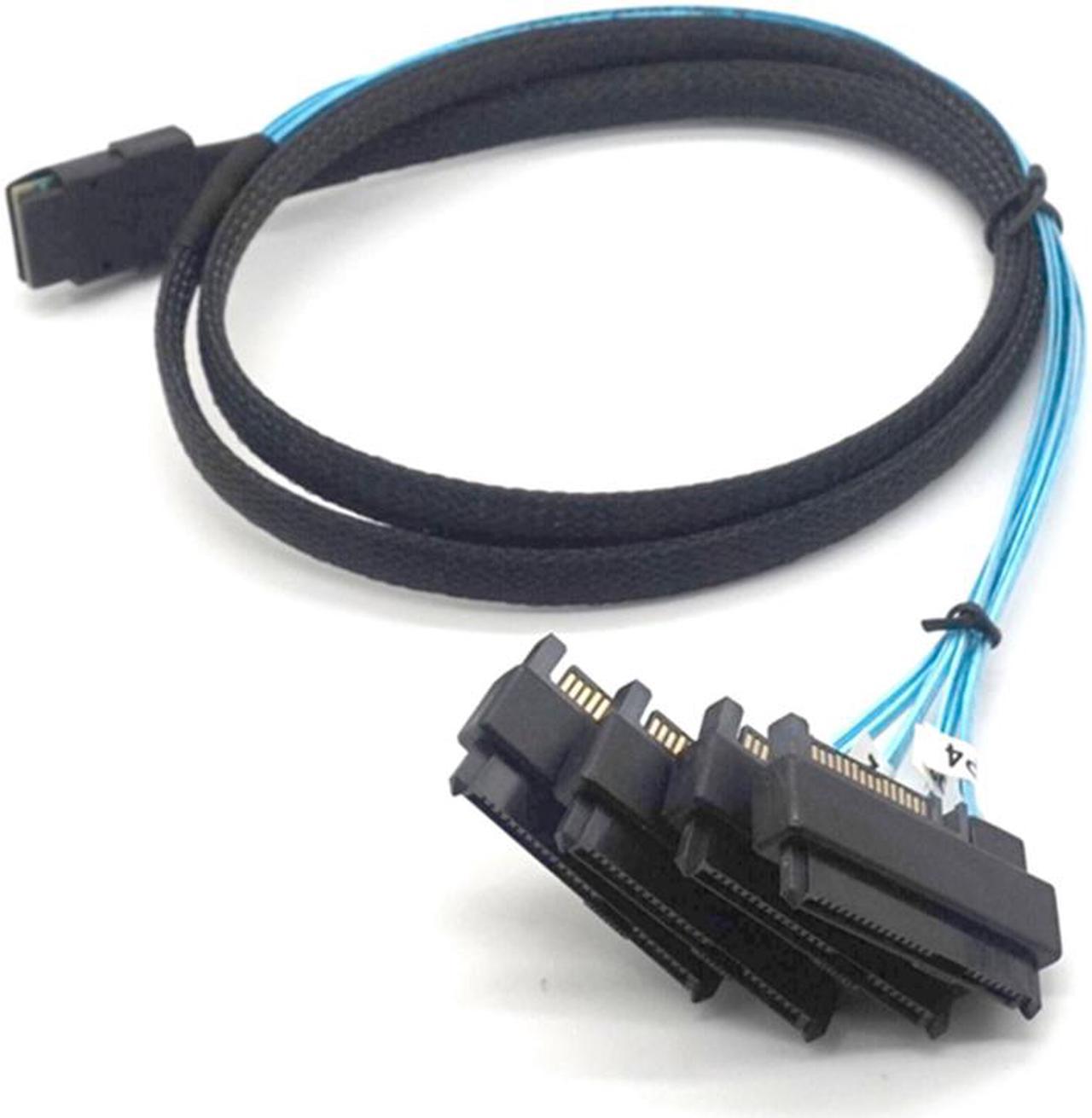 Weastlinks SAS SATA Cable Internal Mini SAS 36pin SFF-8087 to (4) 29pin+15Pin SFF-8482 connectors with SATA Power