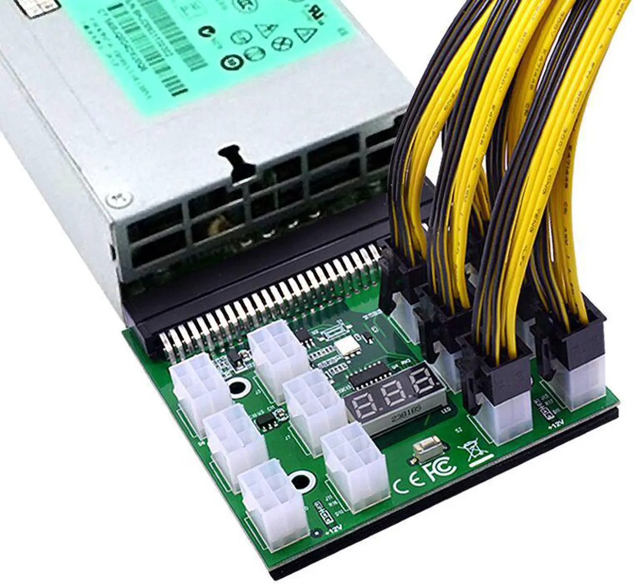 Alt view image 5 of 7 - Weastlinks Power Module Breakout Board Kits with 12pcs 6Pin to 6+2 8Pin Power Cable for HP 1200W 750W PSU GPU Mining Ethereum