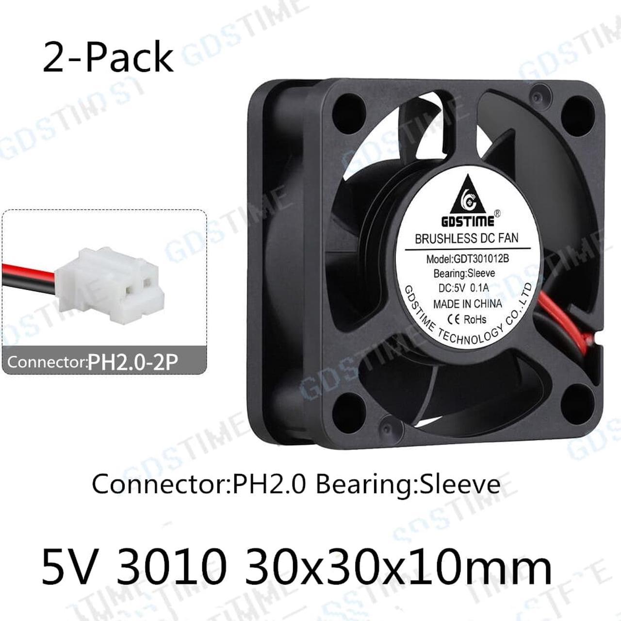 Weastlinks 2Pcs DC 5V 12V Fan 30MM 3010 30x30x10mm Laptop Ultrathin Brushless Axial Cooling Fan 3010 Fan PH2.0