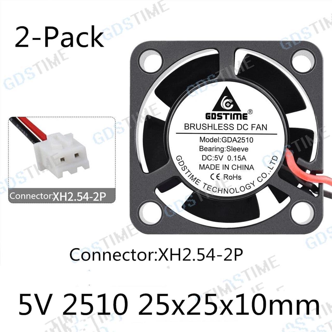 Weastlinks 2Pcs DC 5V 12V 24V Fan 25MM 25x25x10MM Laptop Ultrathin Brushless Axial Cooling Fan 2510 Fan XH2.54