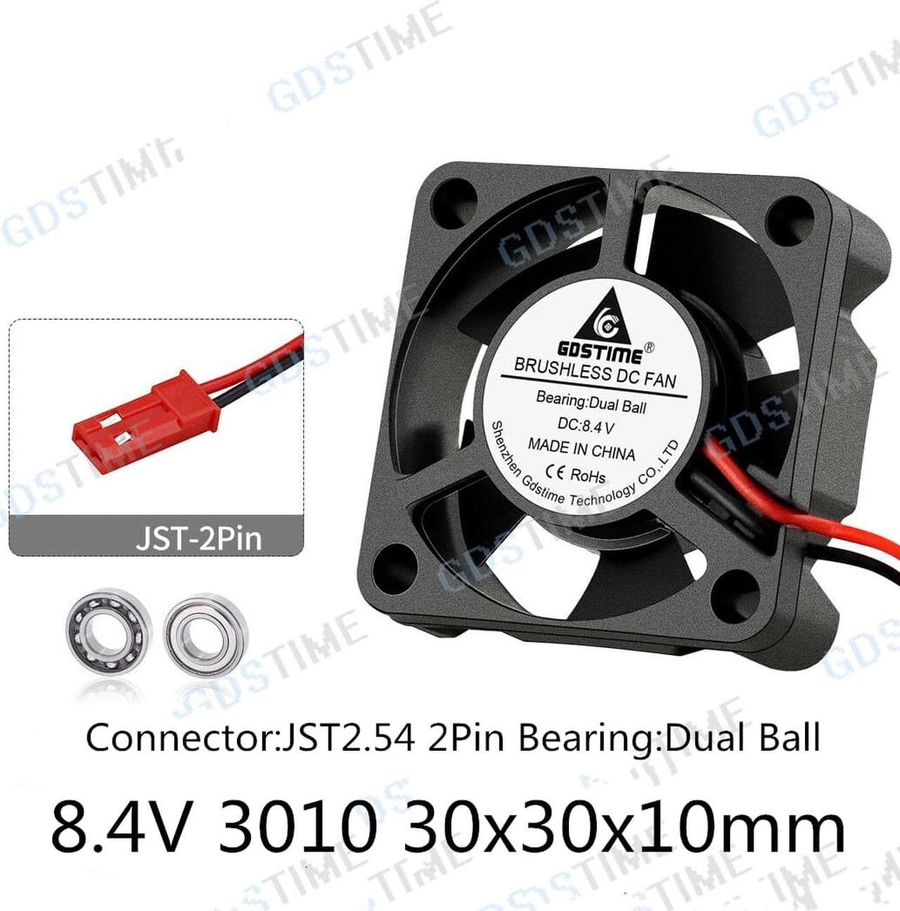 Weastlinks 8.4V Fan 30mm 3010 30x30x10mm High-speed aircraft model motor exhaust cooling fan 3010 Fan JST2.54 Dual Ball